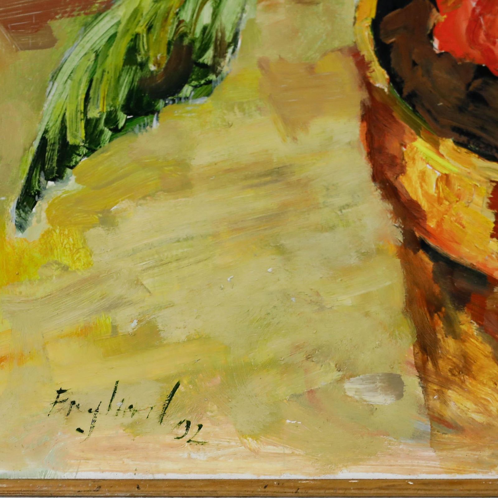 Frederick John England (B.1939) 2002 Oil, Potted Flowers photo vinterior
