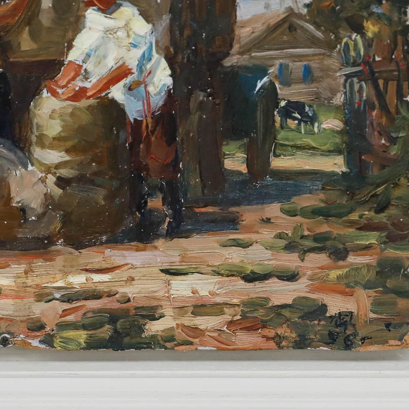 Attrib. Ivan Aleksandrovich Koslov (B.1920) 1956 Oil, Gathering Potatoes photo vinterior
