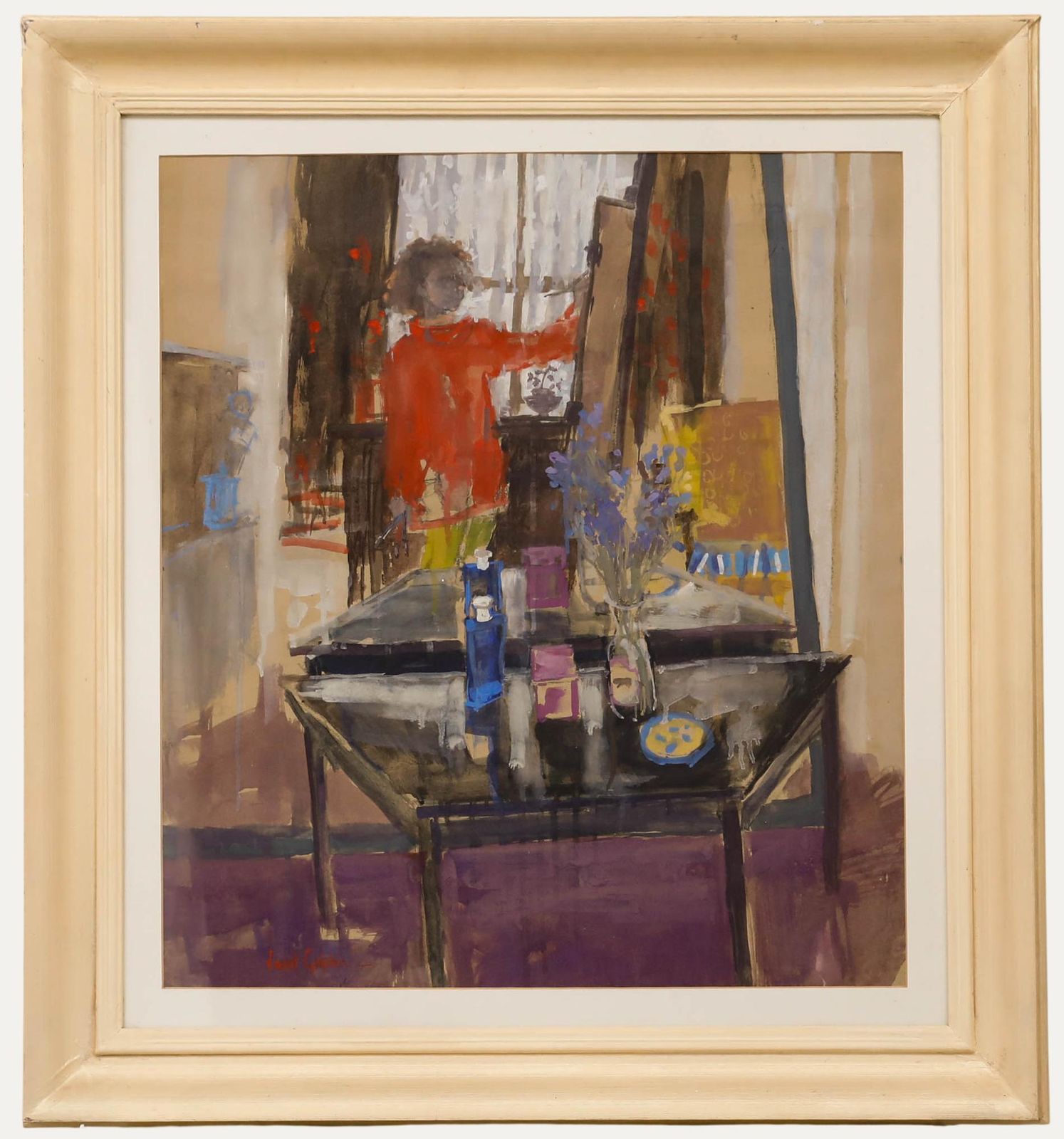 Janet Golphin (B.1950) Framed 20th Century Watercolour, Artist In The Mirror