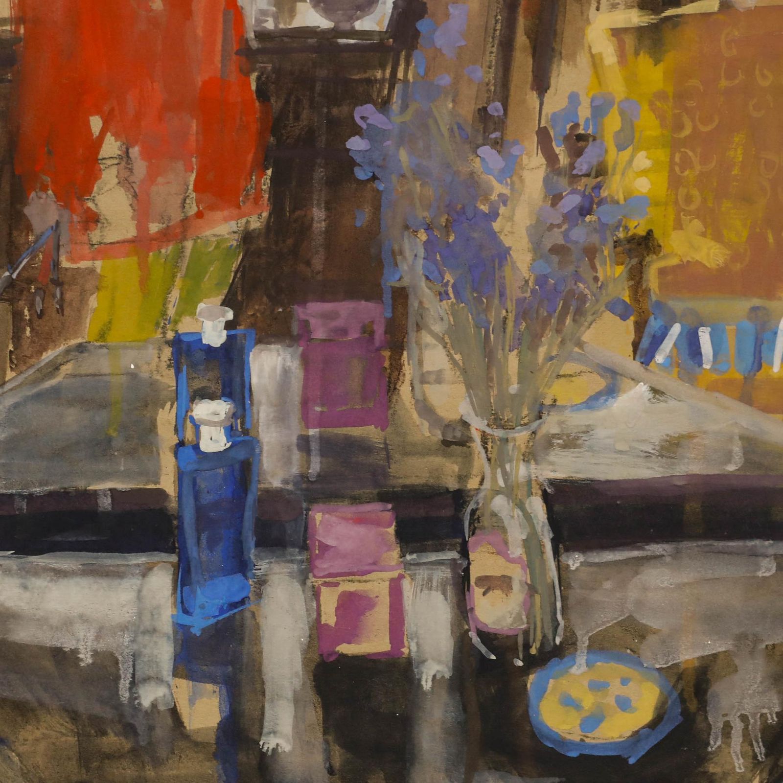 Janet Golphin (B.1950) Framed 20th Century Watercolour, Artist In The Mirror photo 395.0
