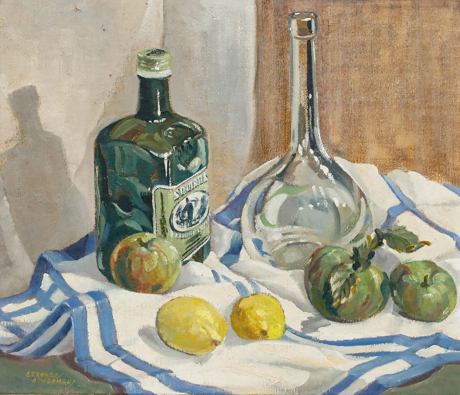Bernard John William Bowerman (1911 1970) Framed Oil, The Blue Bordered Cloth photo furniture
