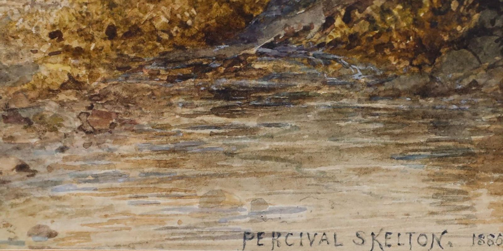 Percival Skelton (Fl.1849 1887) 1886 Watercolour, Travellers In A Rocky Gorge photo vinterior