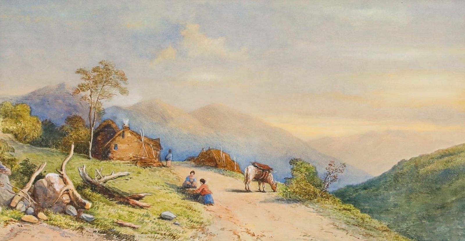 Attrib. Thomas L. Rowbotham (1823 1875) Watercolour, Farm Near The Dolomites photo furniture
