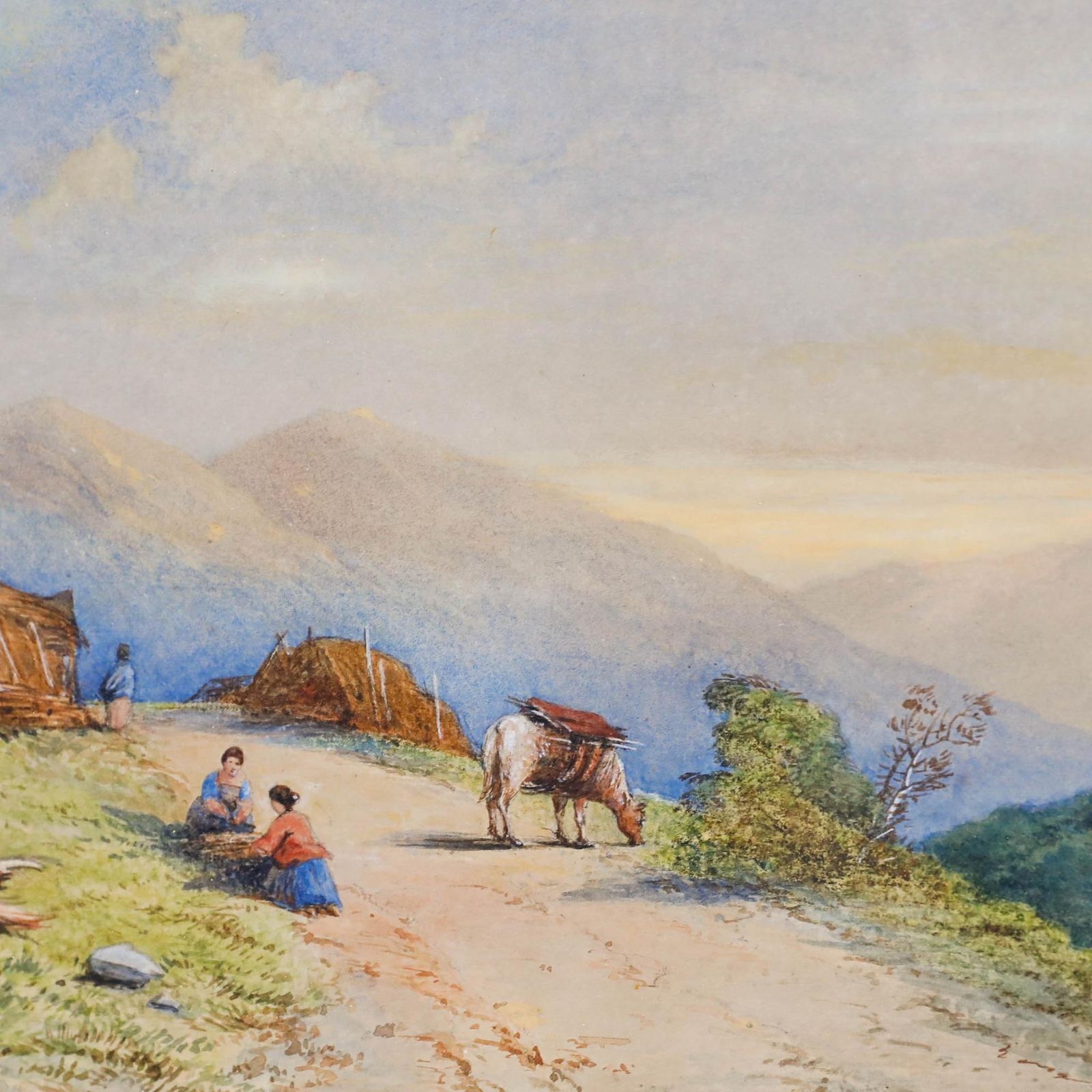 Attrib. Thomas L. Rowbotham (1823 1875) Watercolour, Farm Near The Dolomites photo Art