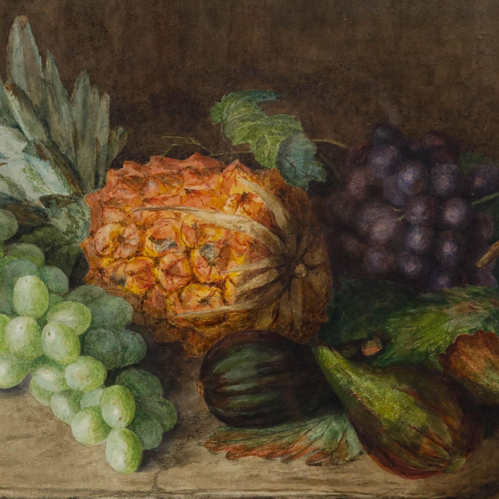 Edith Mary Cottam (1864 1942) Framed Watercolour, Still Life With Pineapple photo Art