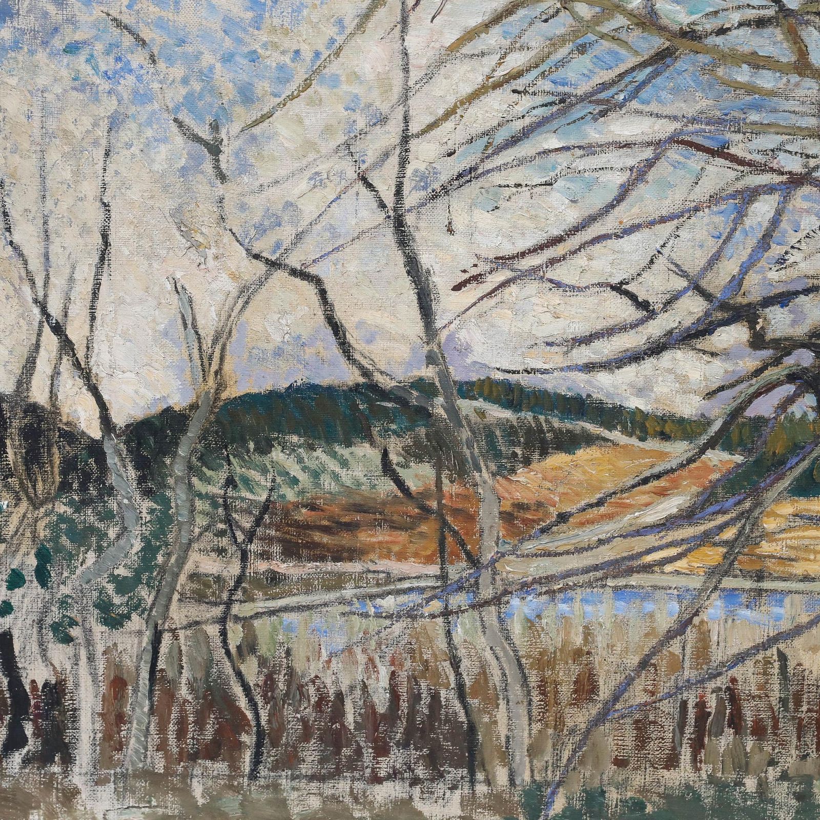 Dominique Picard French Mid 20th Century Oil, Fields Of Villeron photo Art