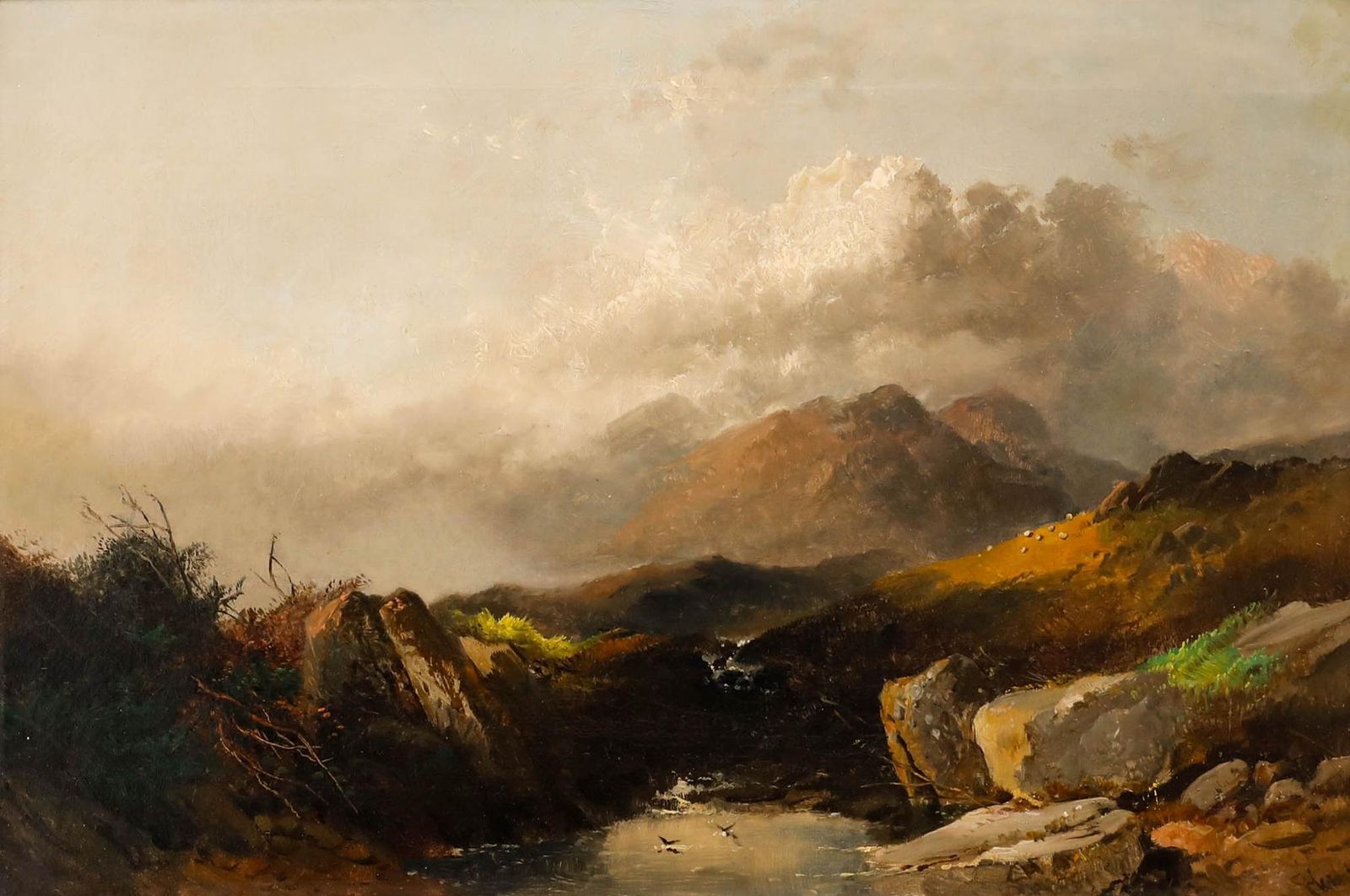 Joseph Horlor (1809 1887) Framed Late 19th Century Oil, Highland Vista photo for sale