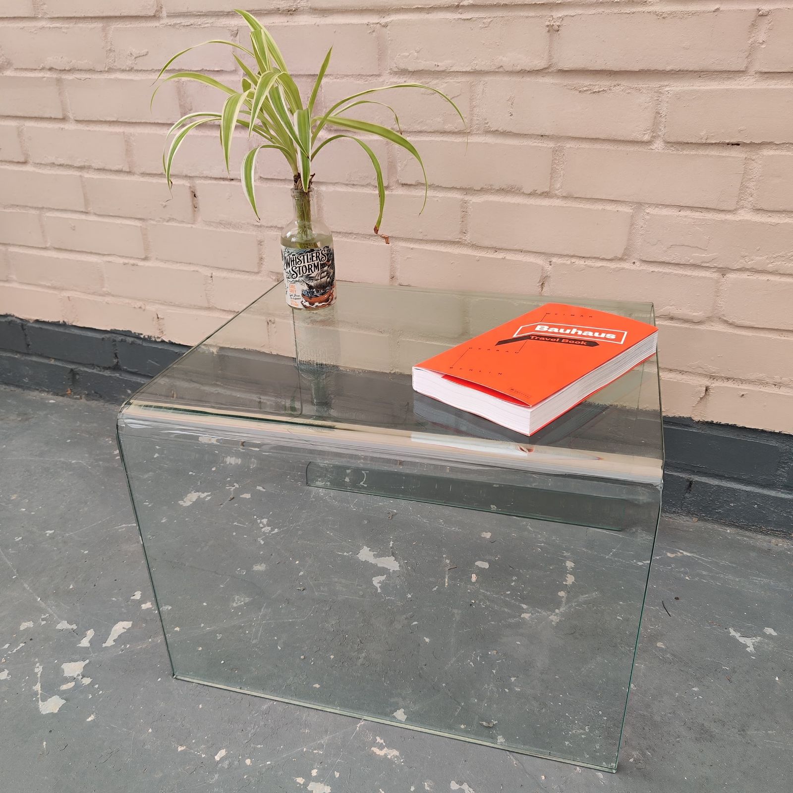 Mid Century Bent Glass Side Table / Waterfall Coffeetable photo furniture