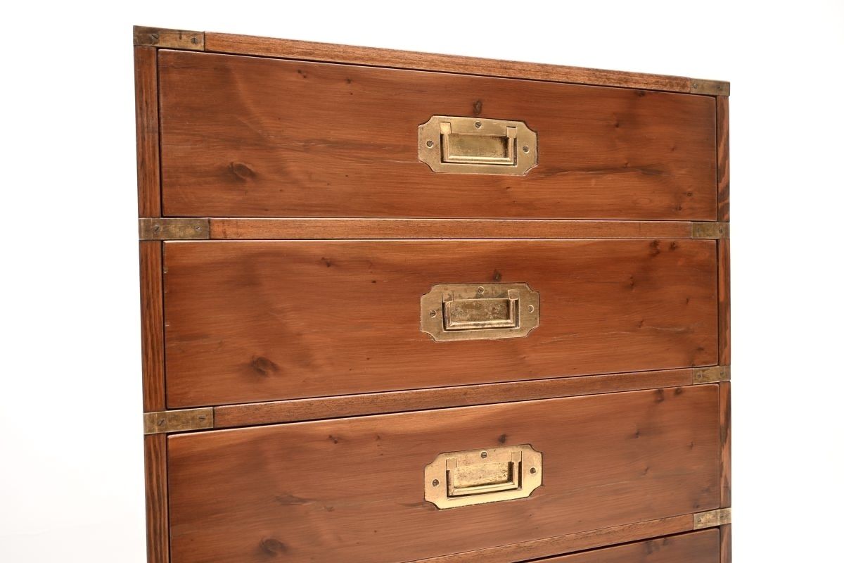 Antique Yew Wood Military Campaign Style Chest Of Drawers photo 839.0