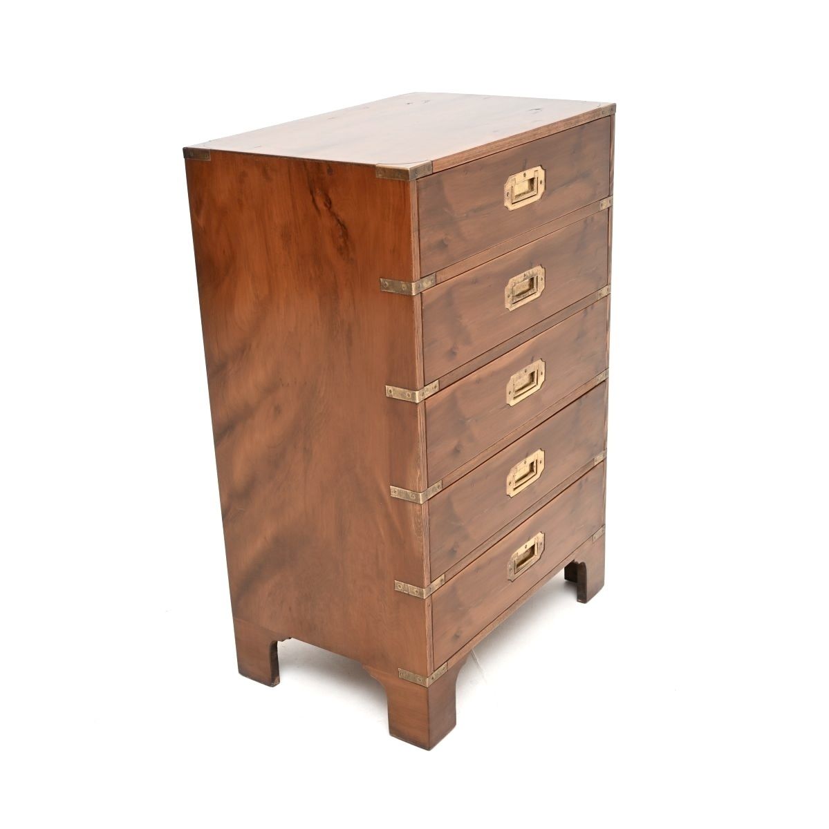 photo for sale Antique Yew Wood Military Campaign Style Chest Of Drawers