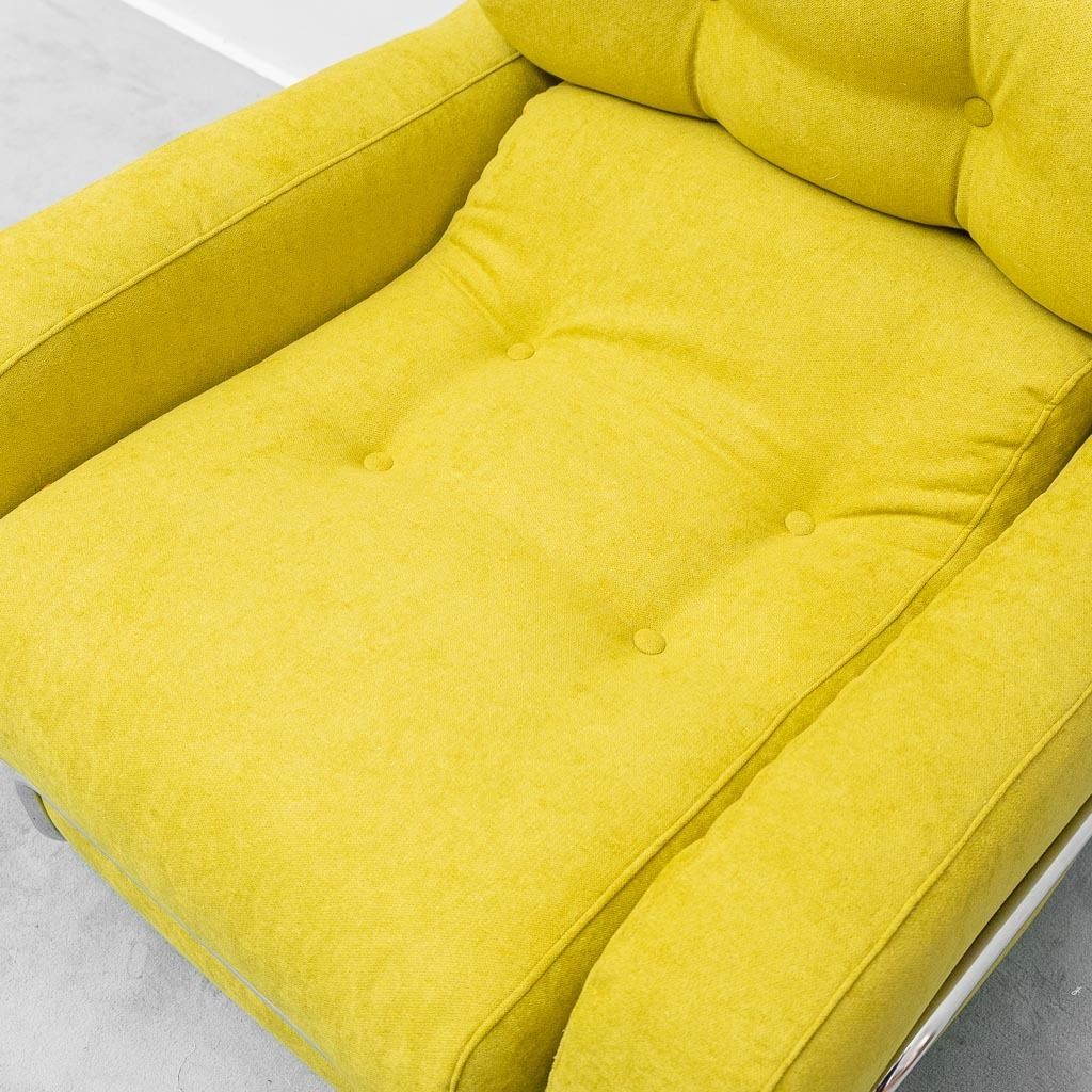 Vintage 1970s Green Armchair With Metal Frame – Italian Modern Design photo Furniture