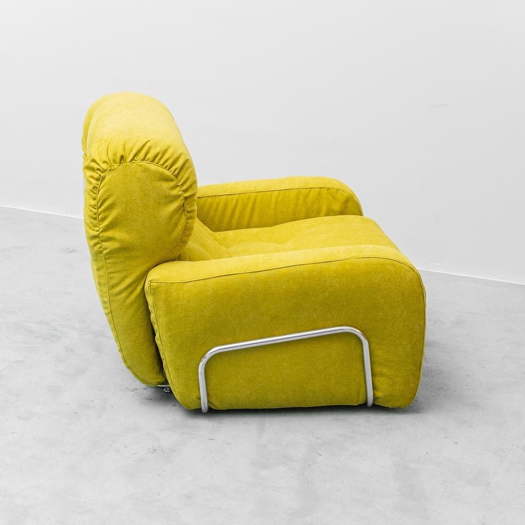 Vintage 1970s Green Armchair With Metal Frame – Italian Modern Design photo buy