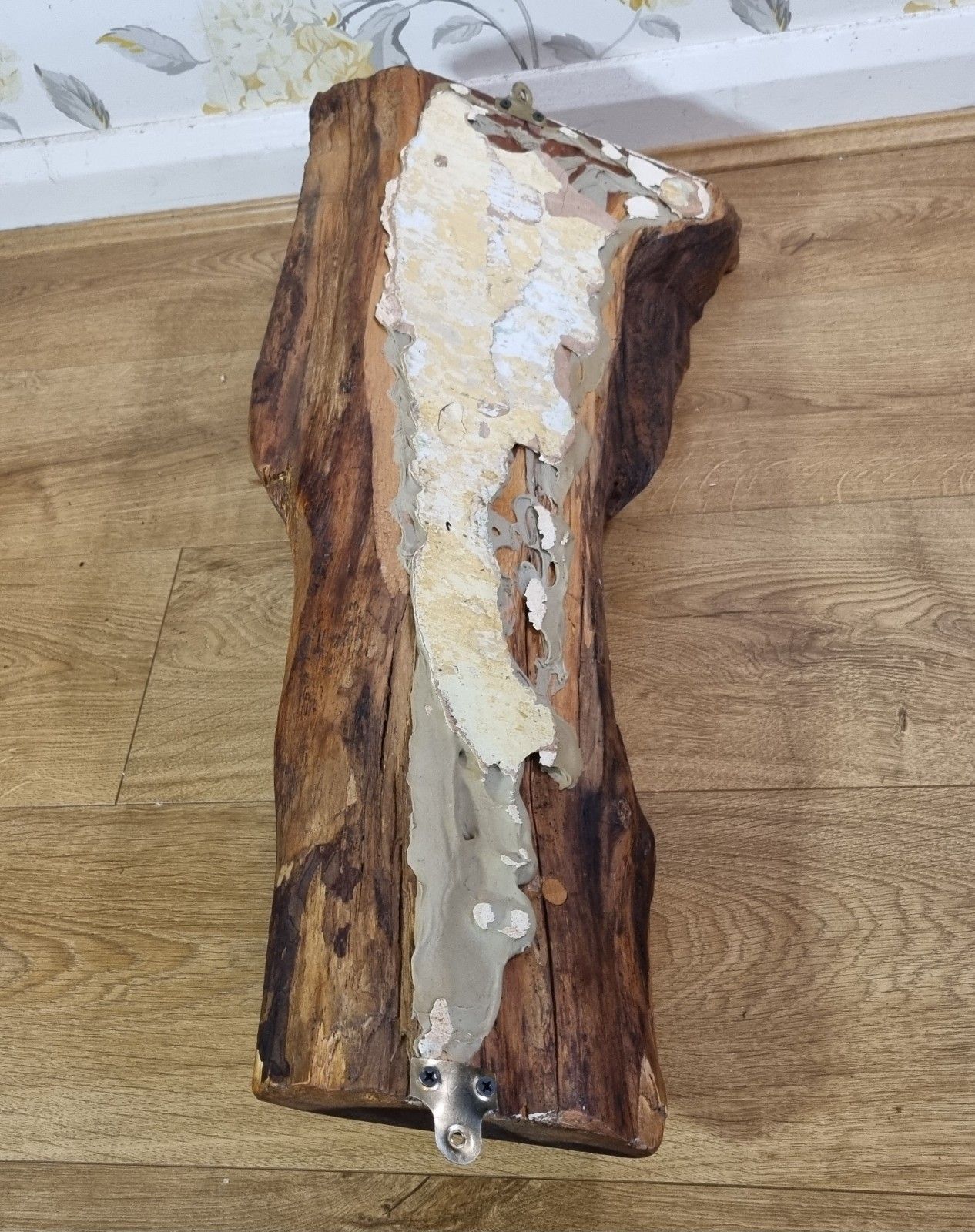 100.0 Vintage Yew Coat Rack Live Waney Edge 5 Wooden Peg Hook Rustic Heavy Reclaimed photo
