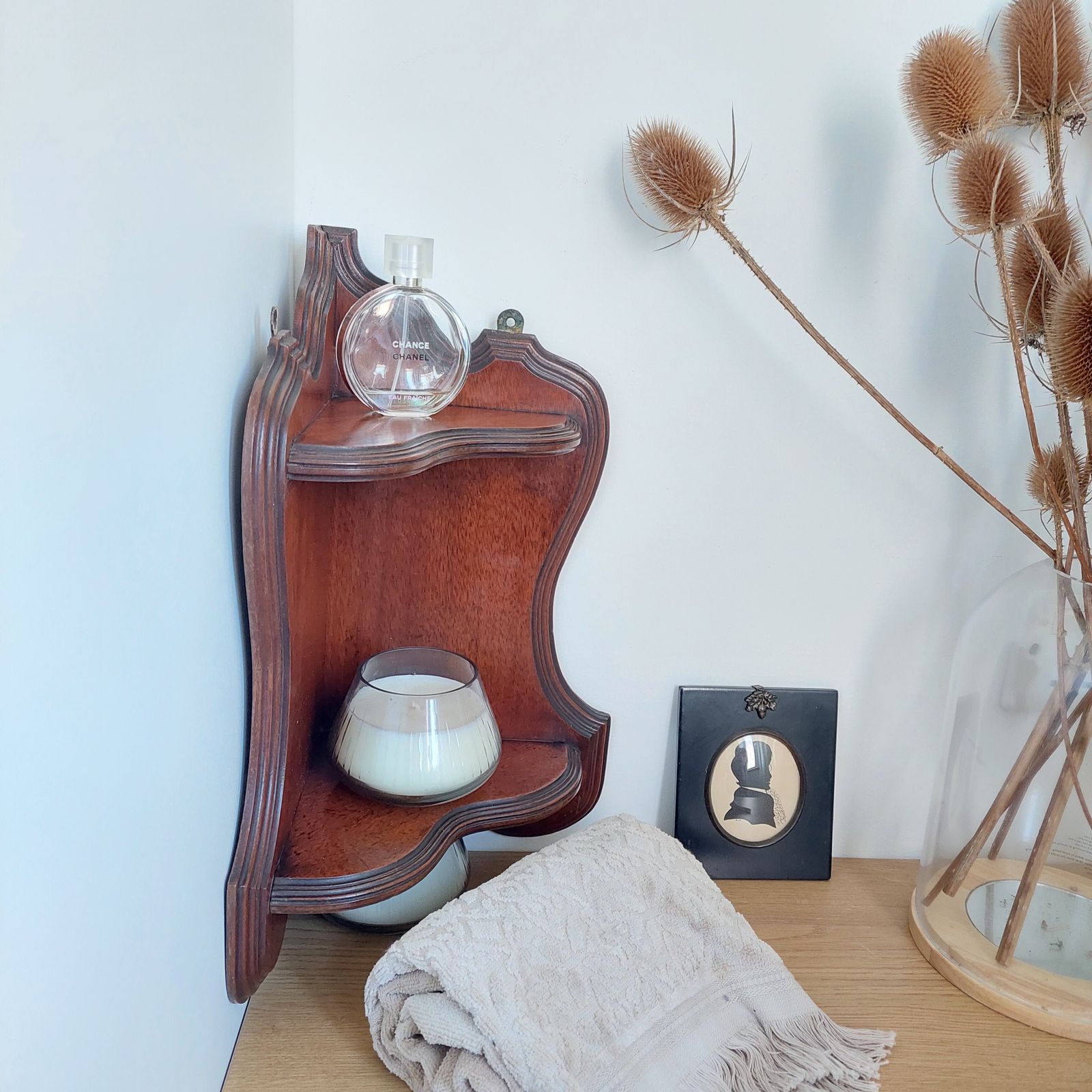 Antique Mahogany Corner Shelf Wall Shelving Hanging Shelf Unit 19th Century photo vinterior