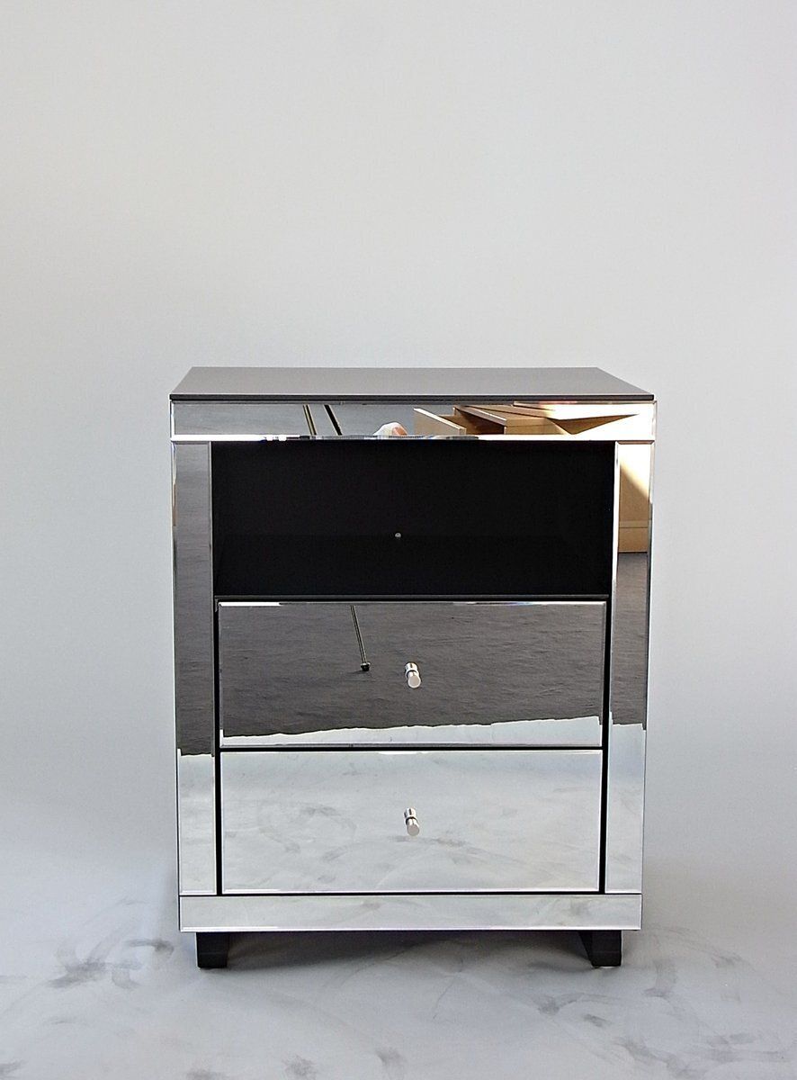 Facet Mirrored Drawer Bedside Table With Faceted Pilasters And Edges, 2010s photo furniture