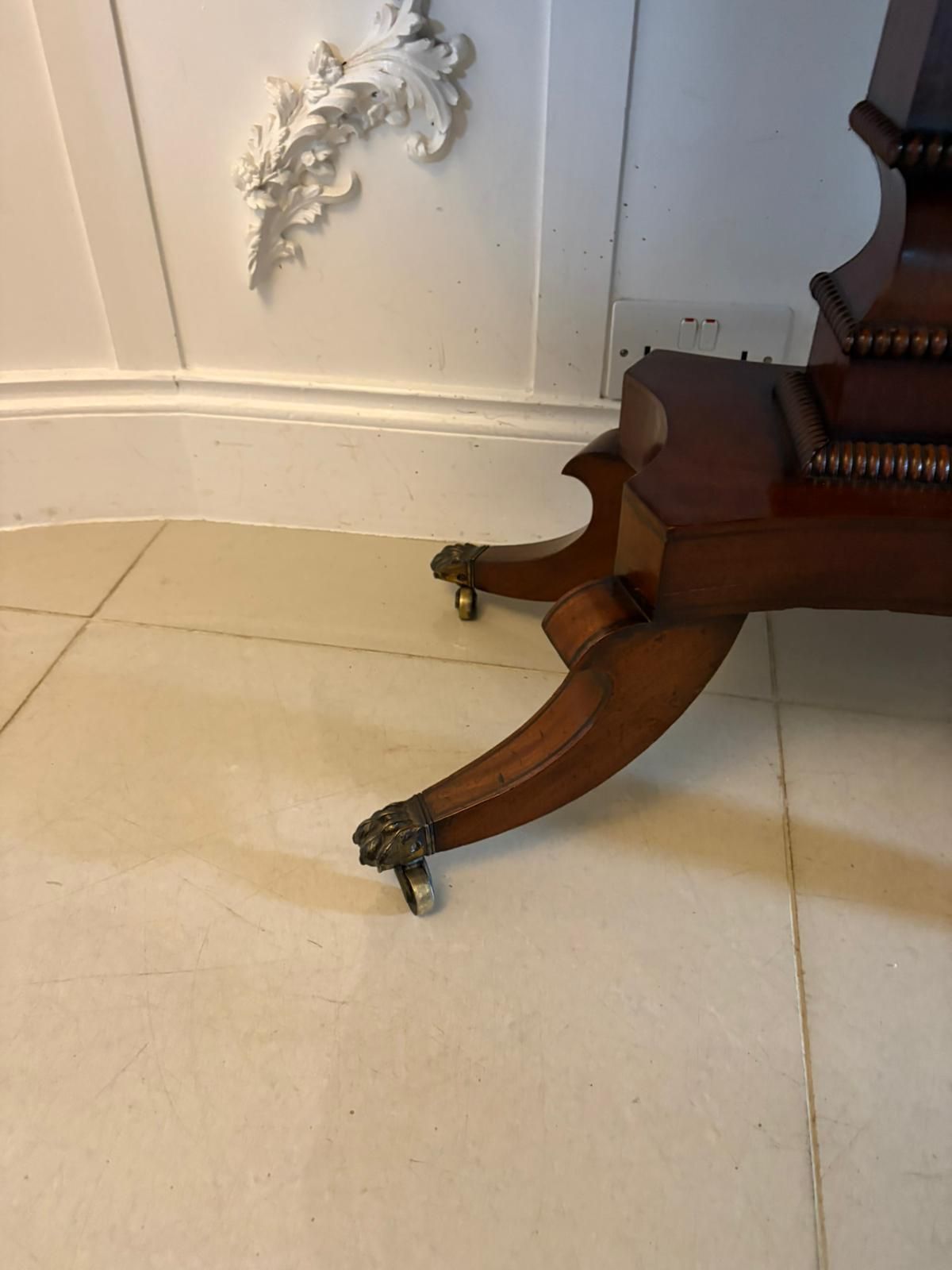 photo furniture Antique English 19th Century Mahogany Brass Inlaid Fold Over Sidetable