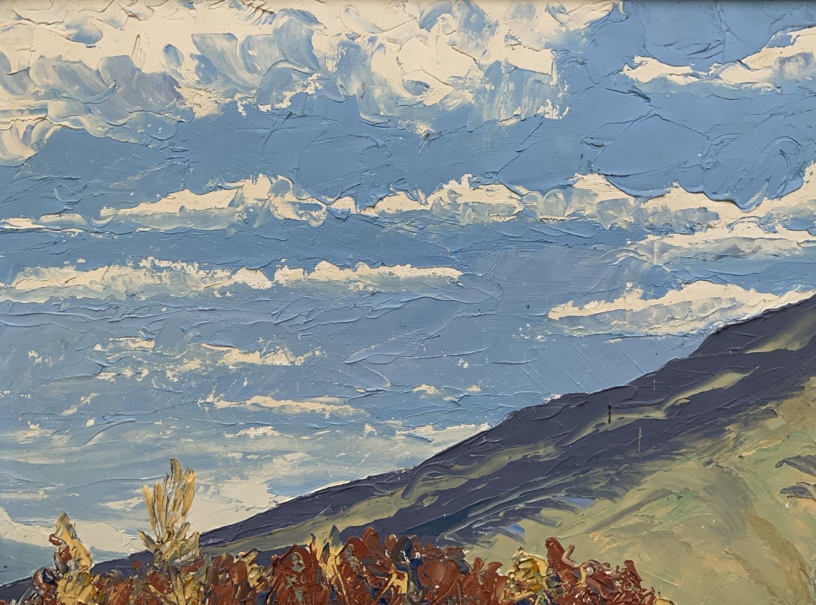 Scottish Impressionist Impasto Oil Painting Mountainous Landscape Mid Century photo vintage