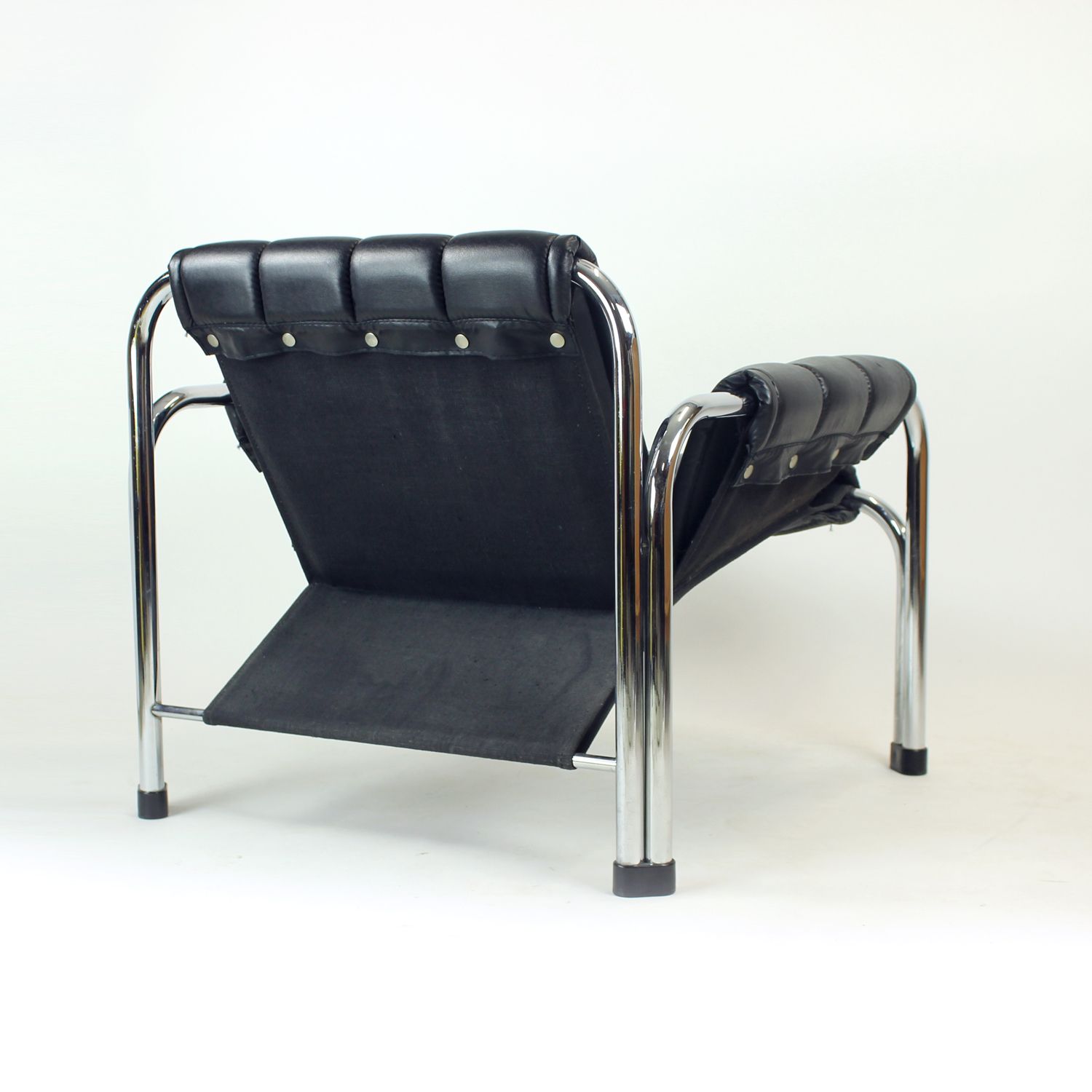 Lounge Chair By Viliam Chlebo In Chrome And Leatherette, Kodreta 1980s photo vintage