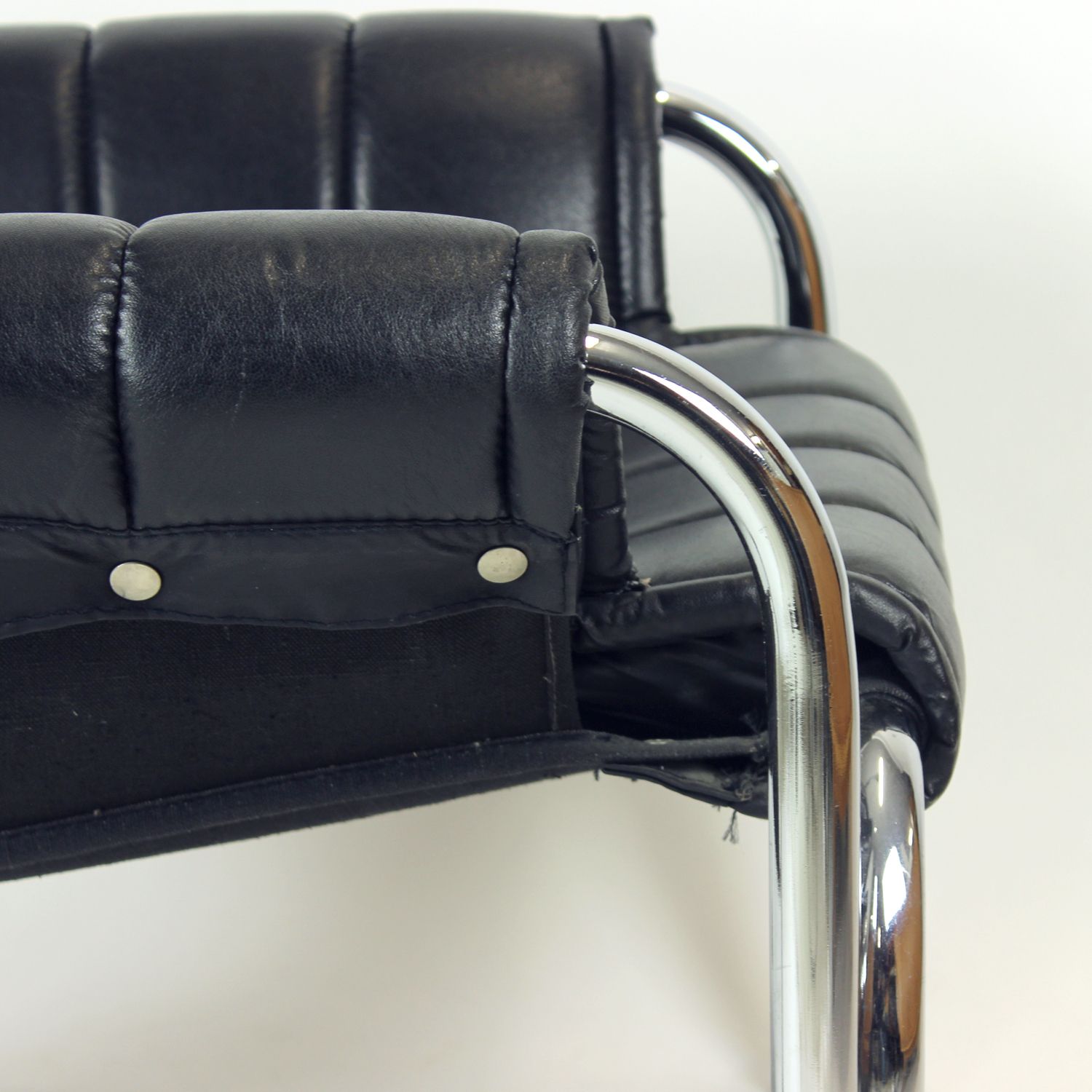 photo for sale Lounge Chair By Viliam Chlebo In Chrome And Leatherette, Kodreta 1980s