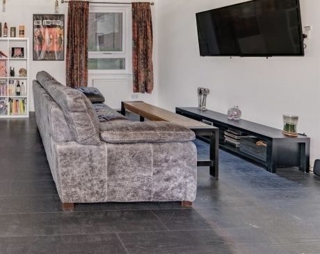 Sofology Linara 2 Seater Sofa   Utah Grey Leather   Full Back photo for sale