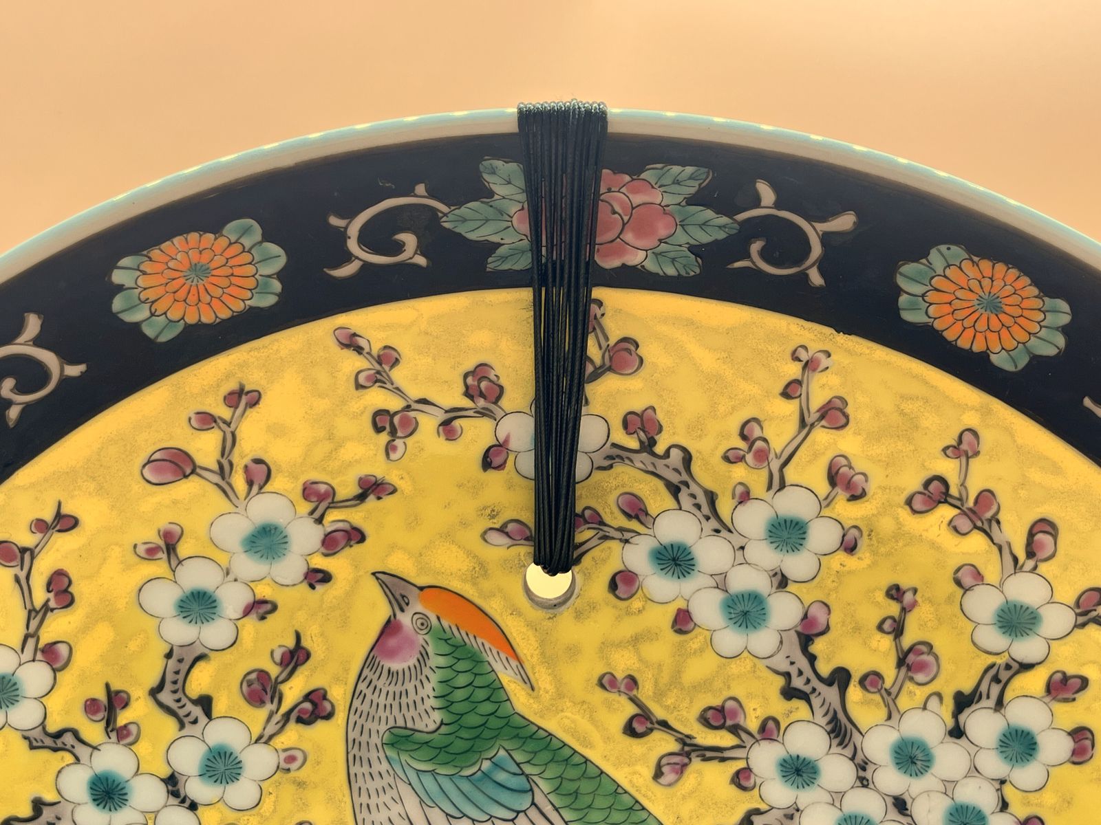 Antique Japanese Meiji Taisho Yamatoku Ware Wall Plaque / Charger, Asiatic Pheasants, Lotus And Dogwood Flowers. C1910. photo 295.0