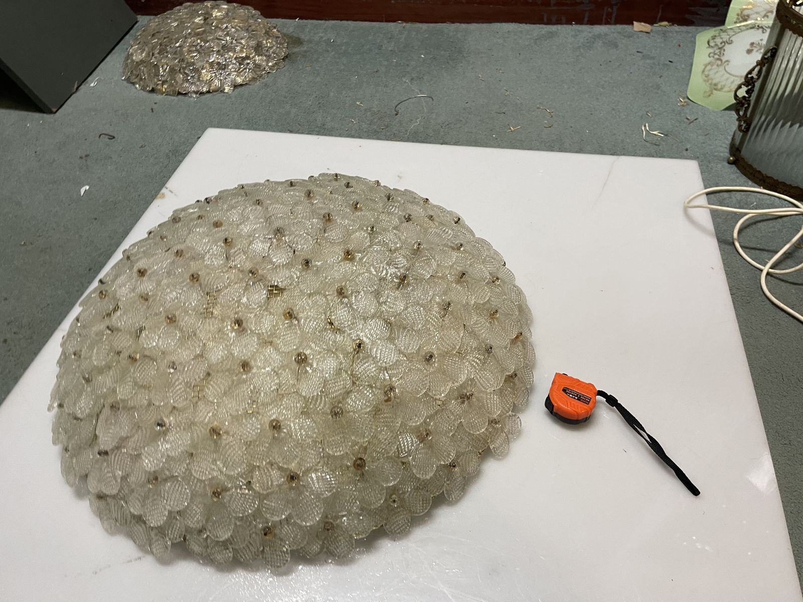 Large Murano Glass Flower Flushmount By Archimede Seguso 1960’s photo Lighting