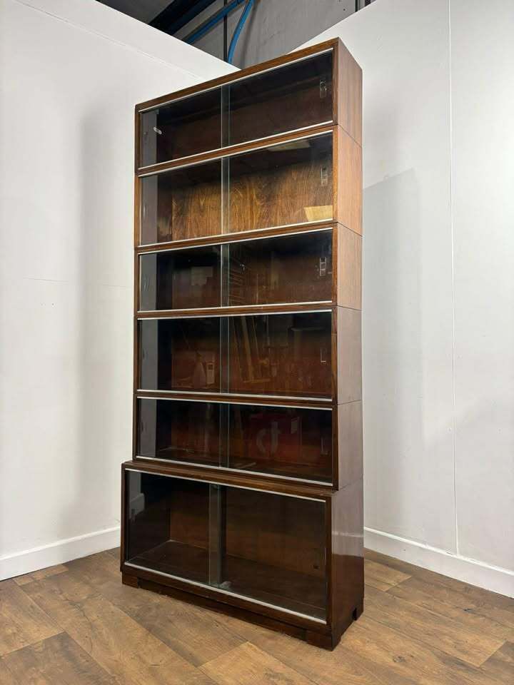 Minty Oxford Mid Century Library Oak Glazed Six Tier Bookcase