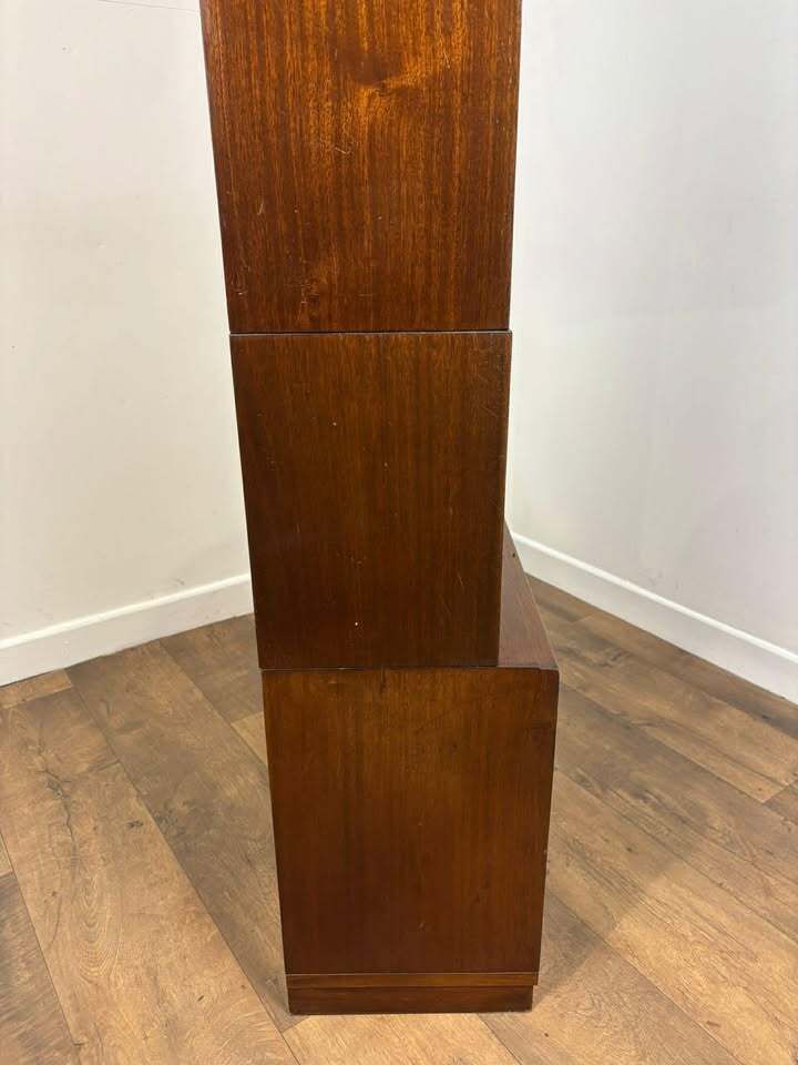 Minty Oxford Mid Century Library Oak Glazed Six Tier Bookcase photo Furniture