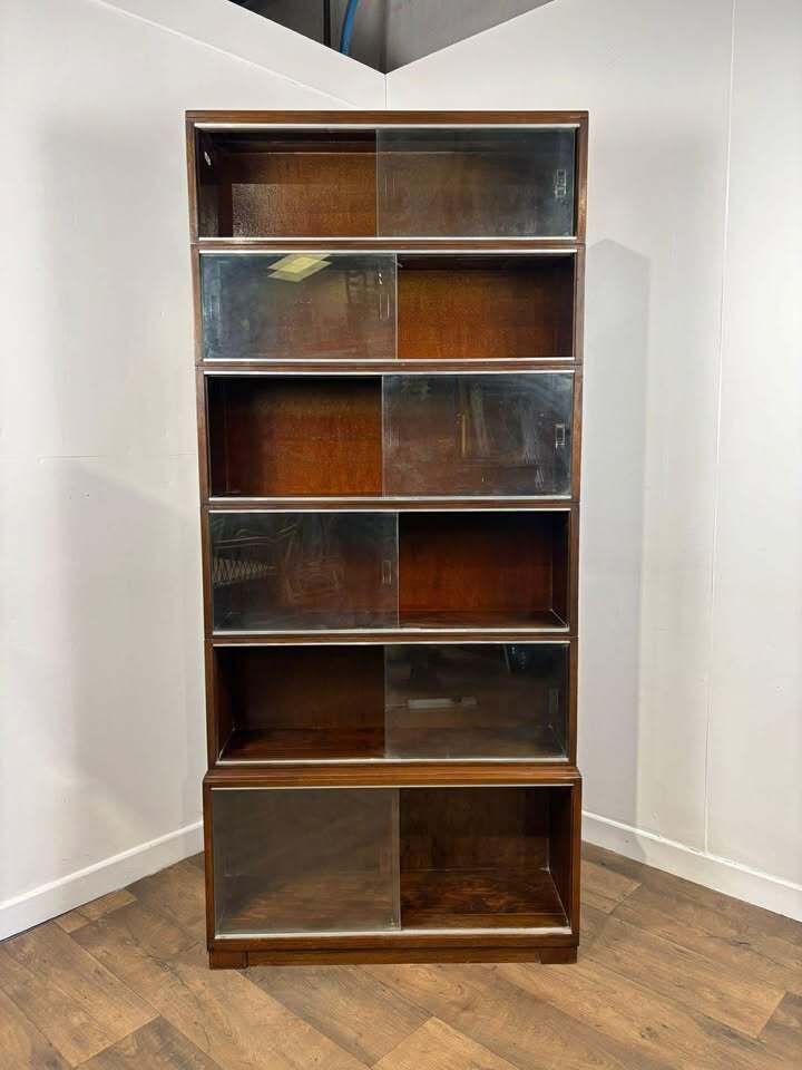 Minty Oxford Mid Century Library Oak Glazed Six Tier Bookcase photo 1199.0