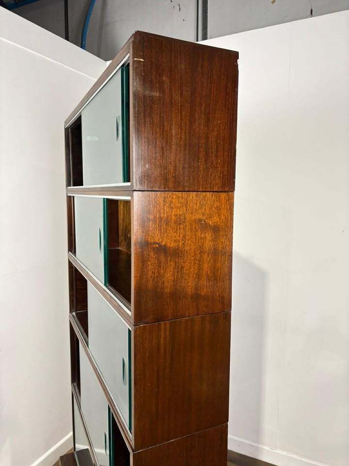 Minty Oxford Mid Century Library Oak Glazed Six Tier Bookcase photo furniture
