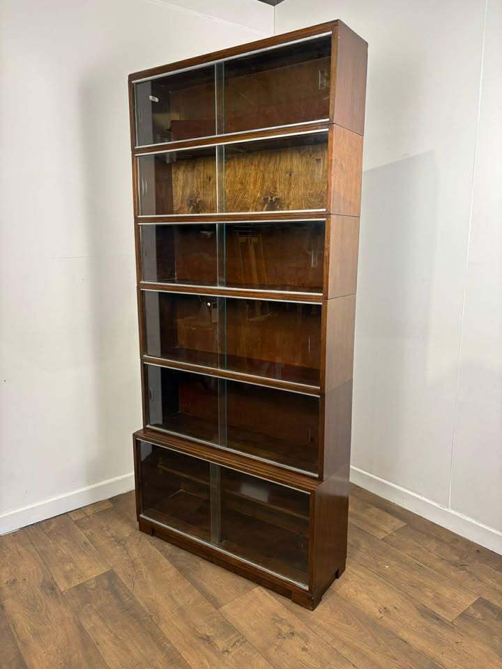 photo buy Minty Oxford Mid Century Library Oak Glazed Six Tier Bookcase