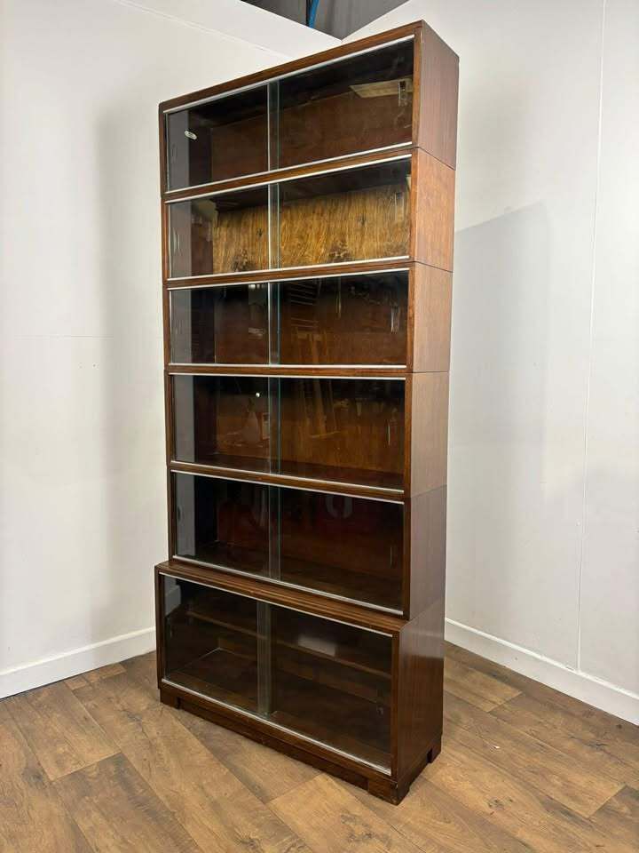 Minty Oxford Mid Century Library Oak Glazed Six Tier Bookcase