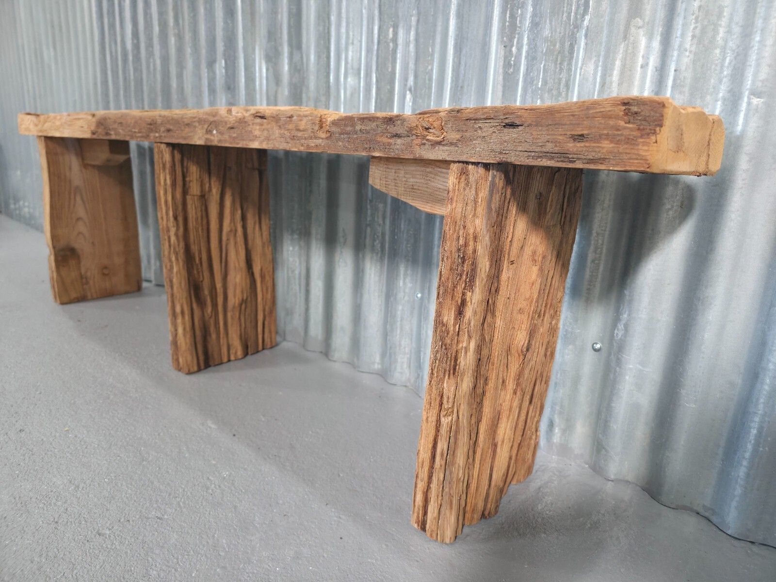 Vintage Rustic Reclaimed Chunky Solid Wooden Hardwood Stool Bench Seat 150cm photo for sale