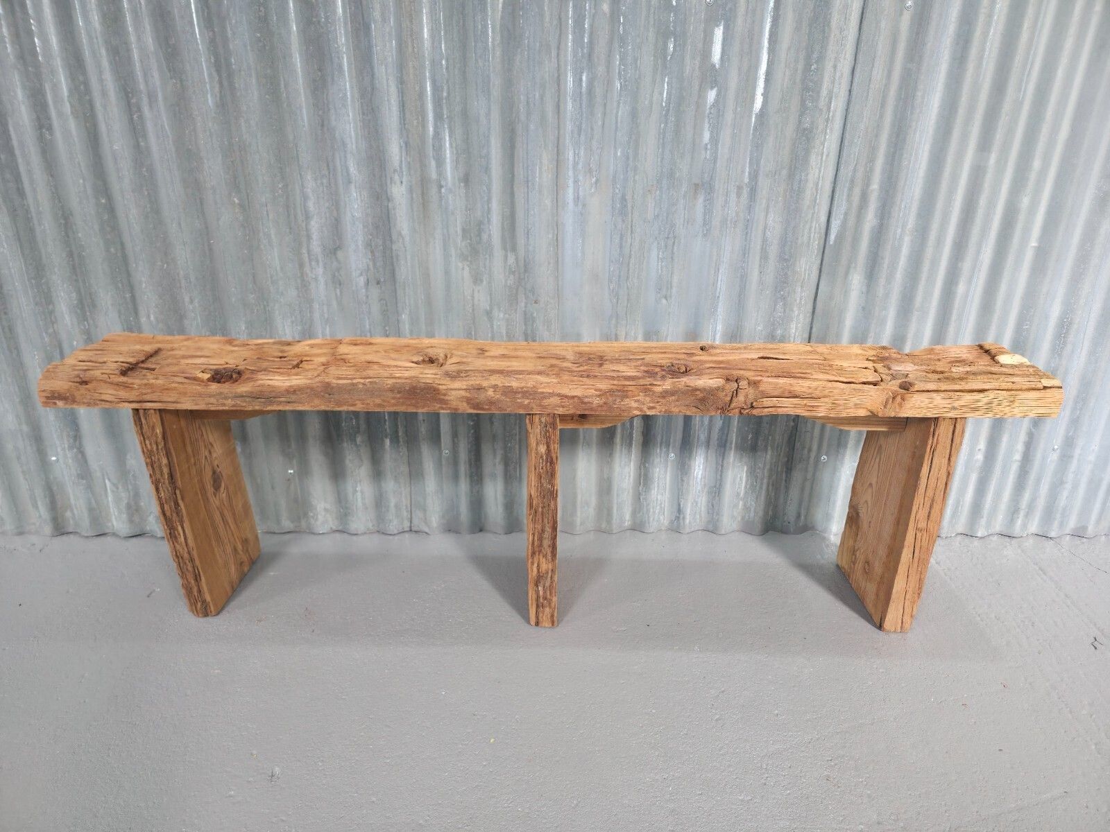 Vintage Rustic Reclaimed Chunky Solid Wooden Hardwood Stool Bench Seat 150cm photo 195.0