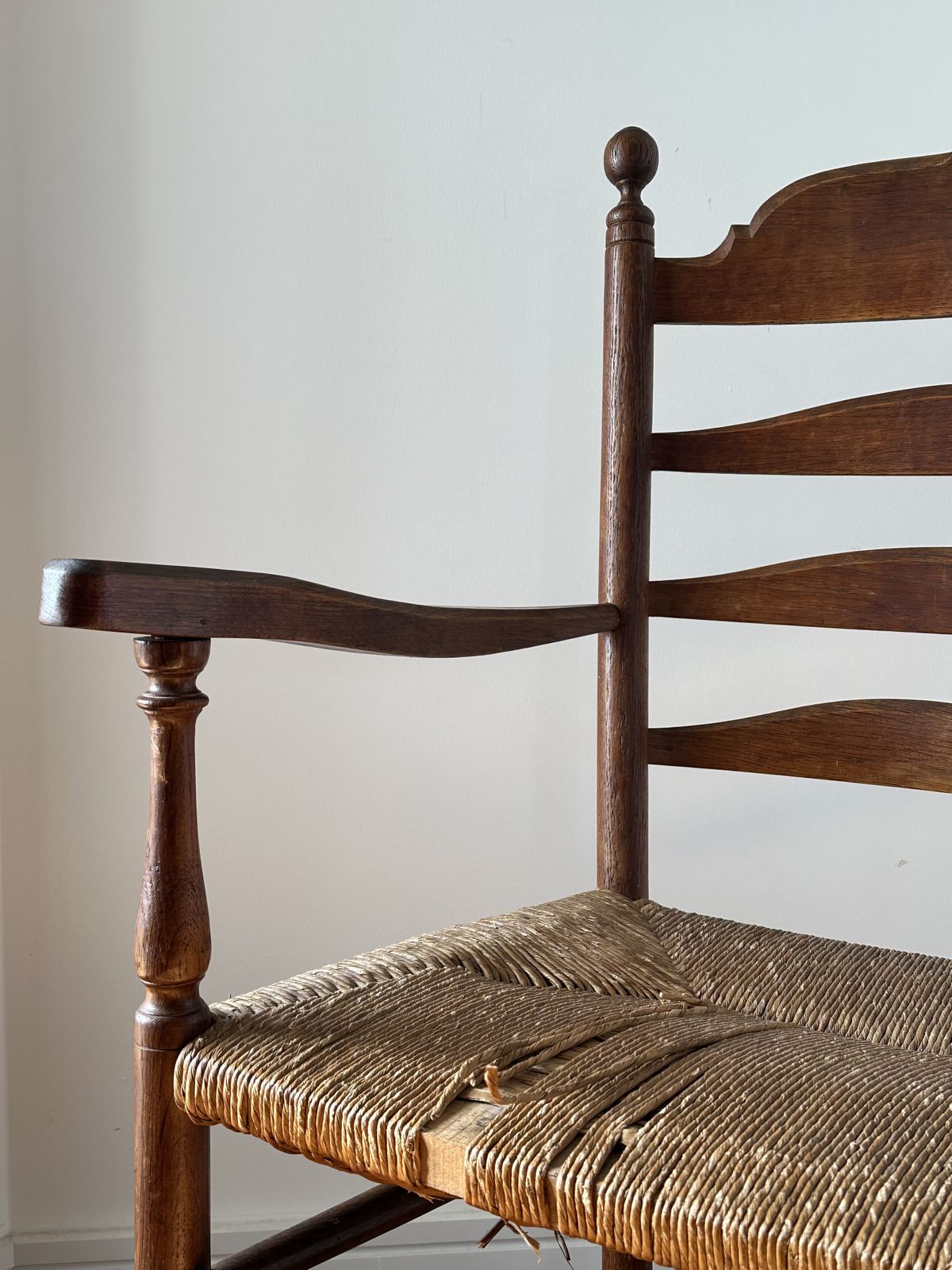 An Unusual Anglo Indian, Principally Teak Framed, Rush Seated Chair C.1900 photo furniture