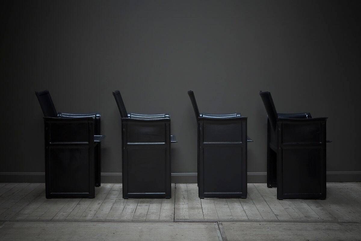 Original Black Leather Dining Chairs By Tito Agnoli For Matteo Grassi photo Furniture