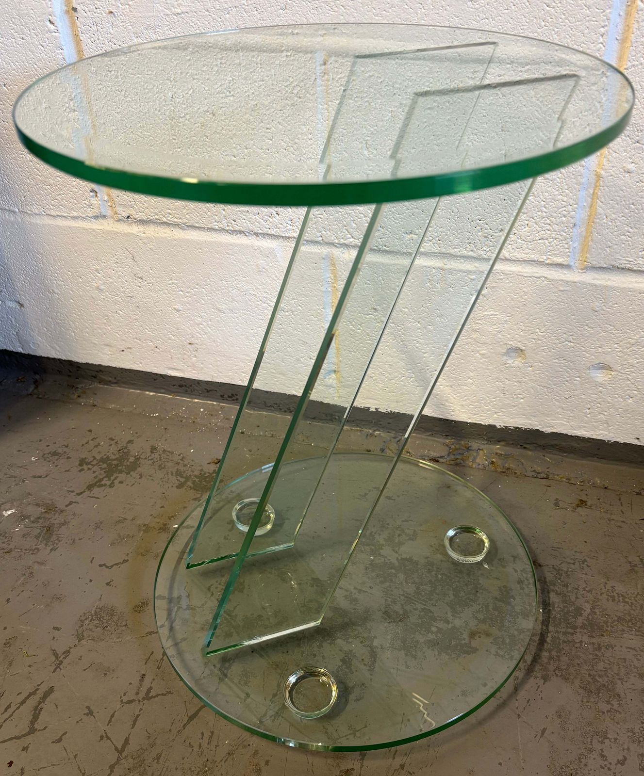 Vintage Italian 1980’s Tempered Glass Modern Side / Drinks Table Original Unique Furniture photo furniture