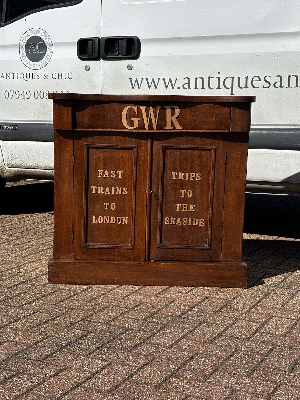 Victorian Small Cupboard, Perfect Hall Piece As Thin, Drawer And Cupboards. photo vintage