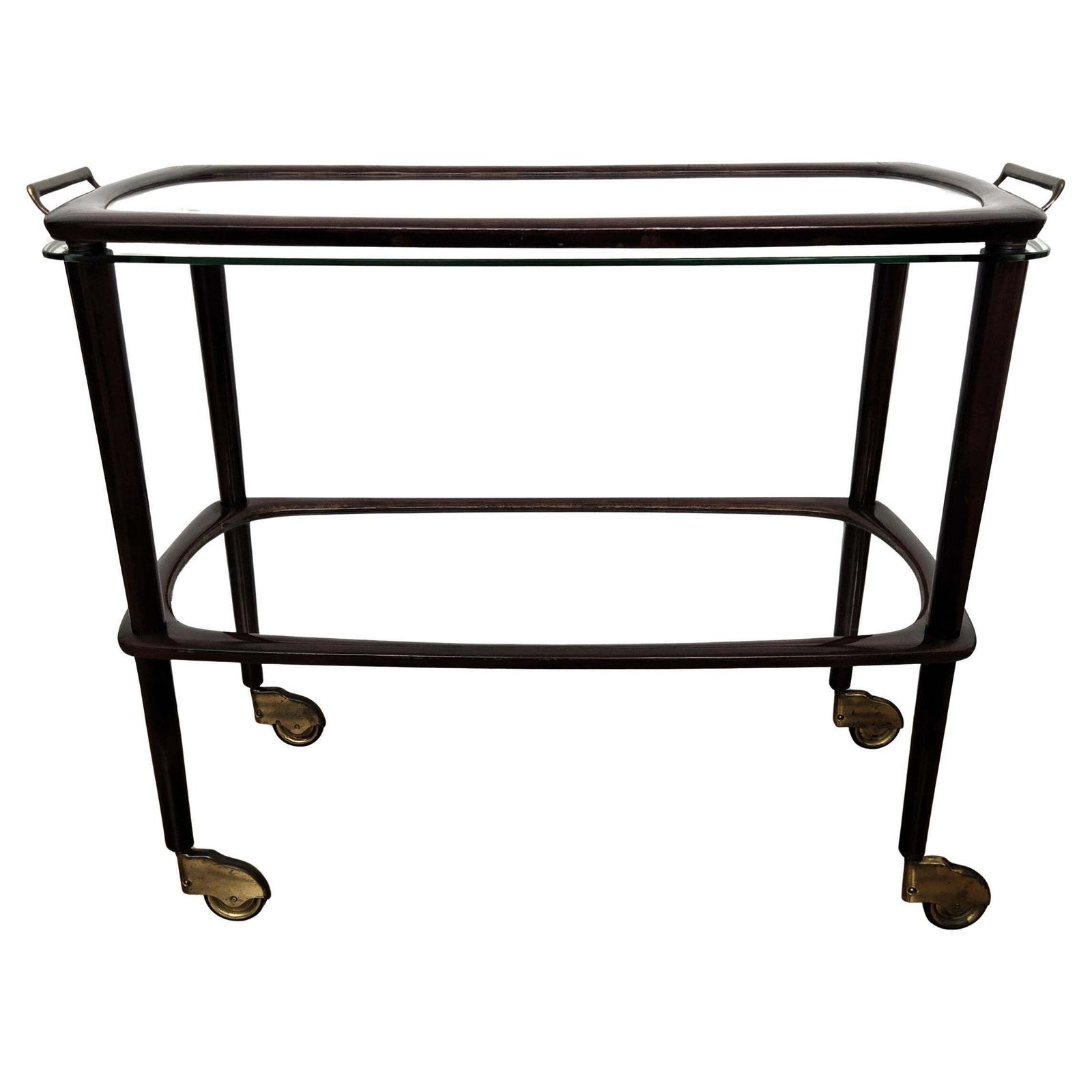 1950s Art Deco Mid Century Italian Dry Bar Cabinet Liquor Cart Tray