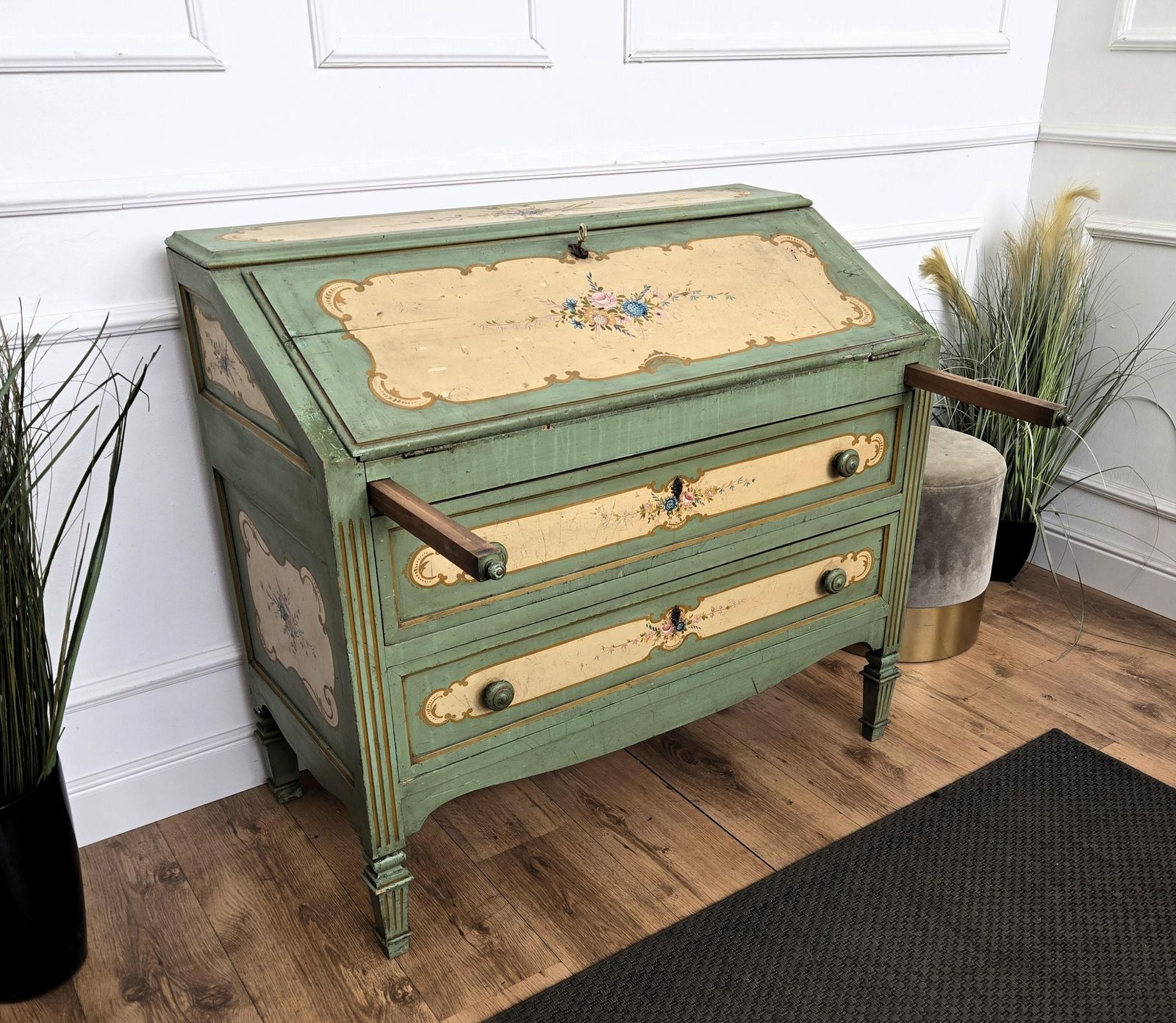 Antique Italian Tuscany Country Painted Wooden Commode Secretaire Desk photo Furniture