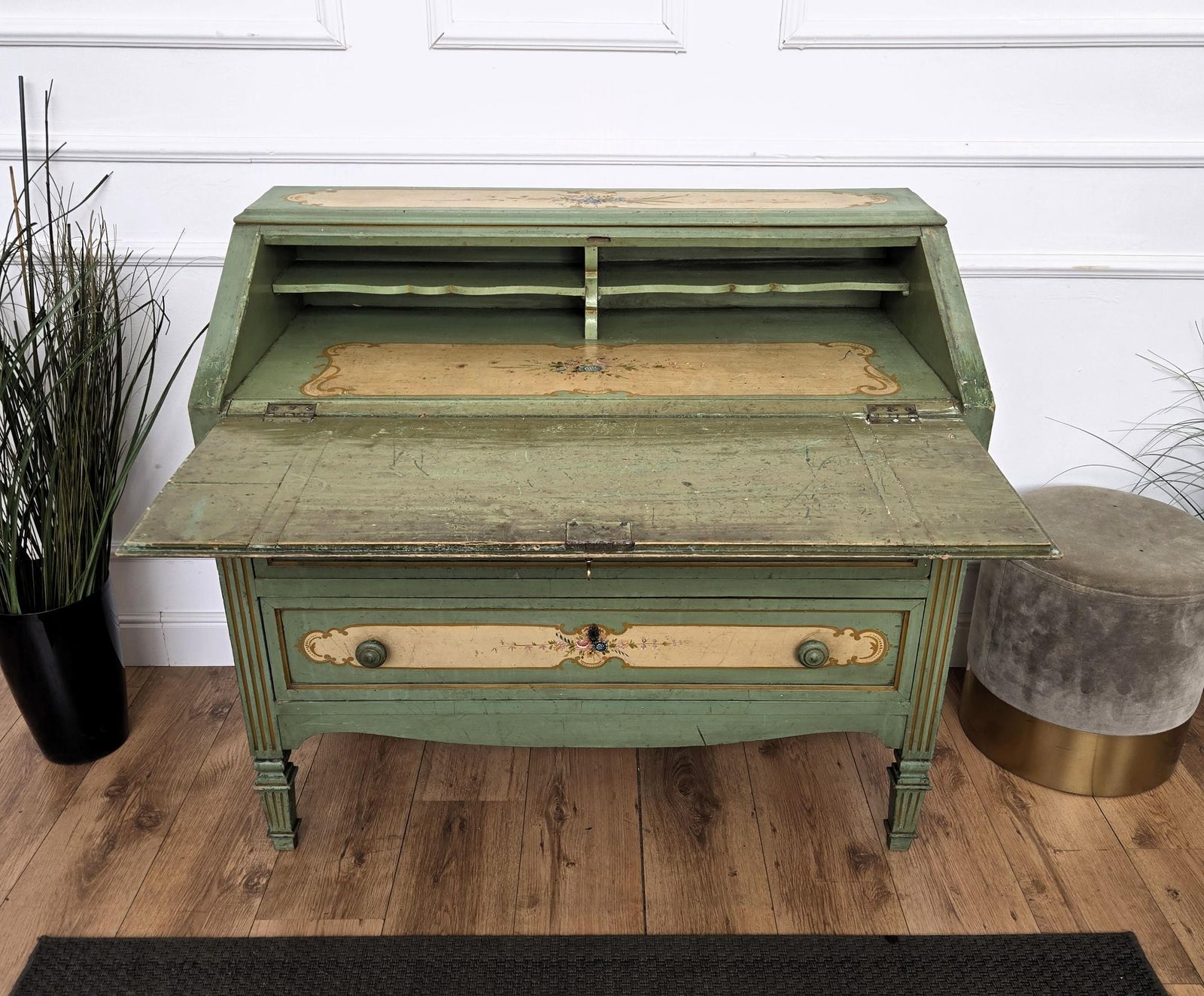 Antique Italian Tuscany Country Painted Wooden Commode Secretaire Desk photo 1987.0