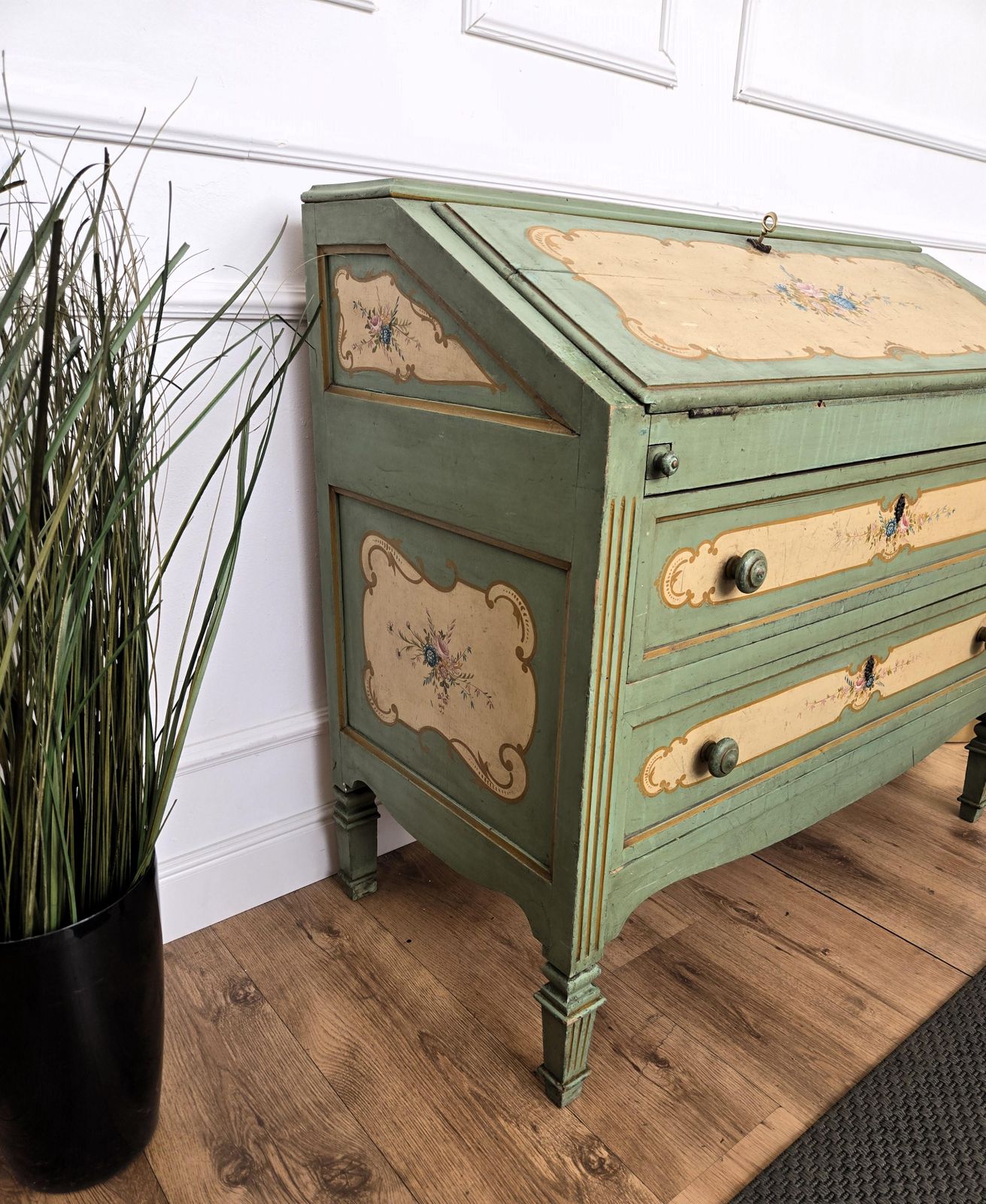 photo for sale Antique Italian Tuscany Country Painted Wooden Commode Secretaire Desk