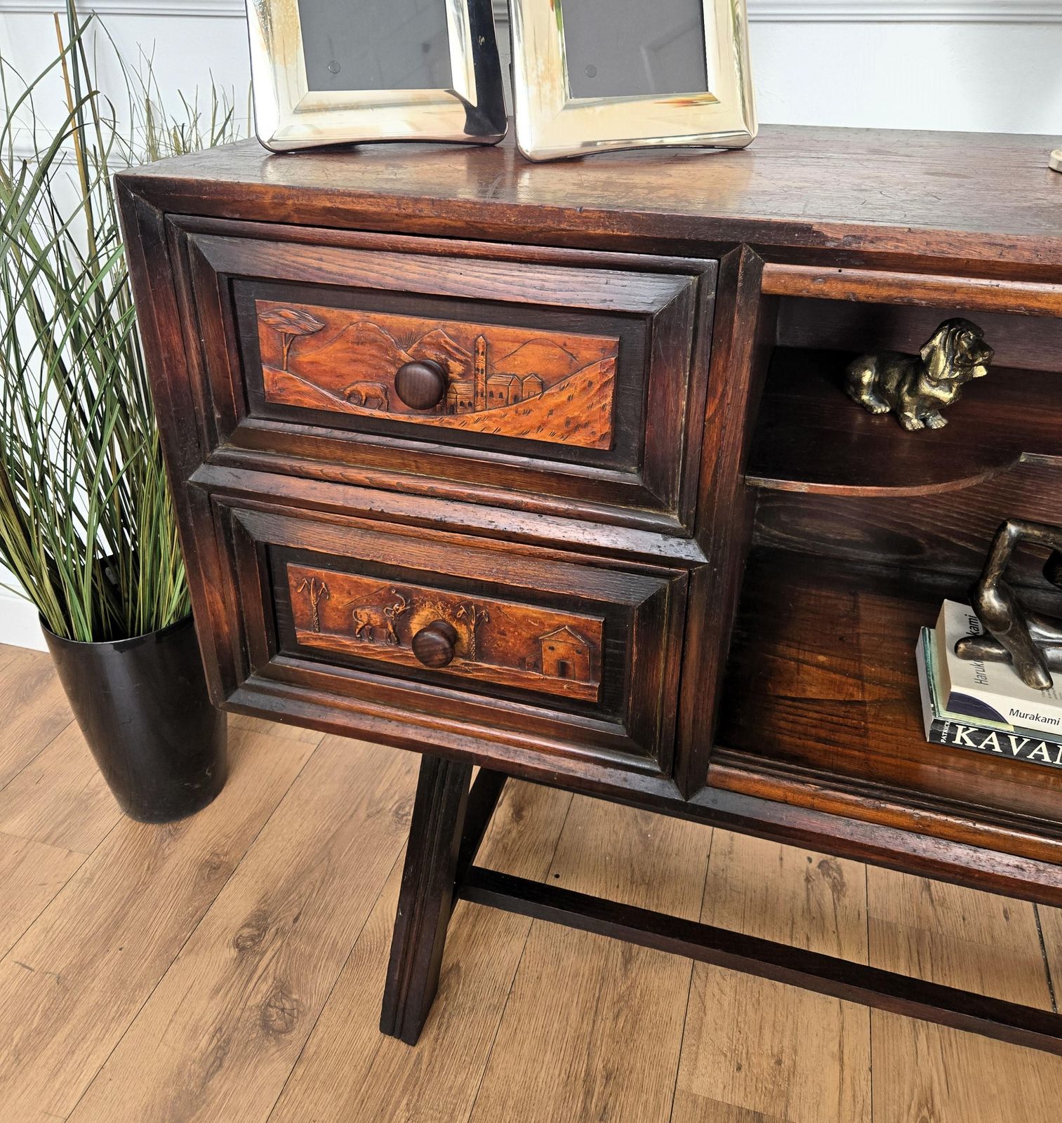 Italian Alpine Rustic Folk Art Chalet Carved Italian Sideboard Credenza photo 2595.0