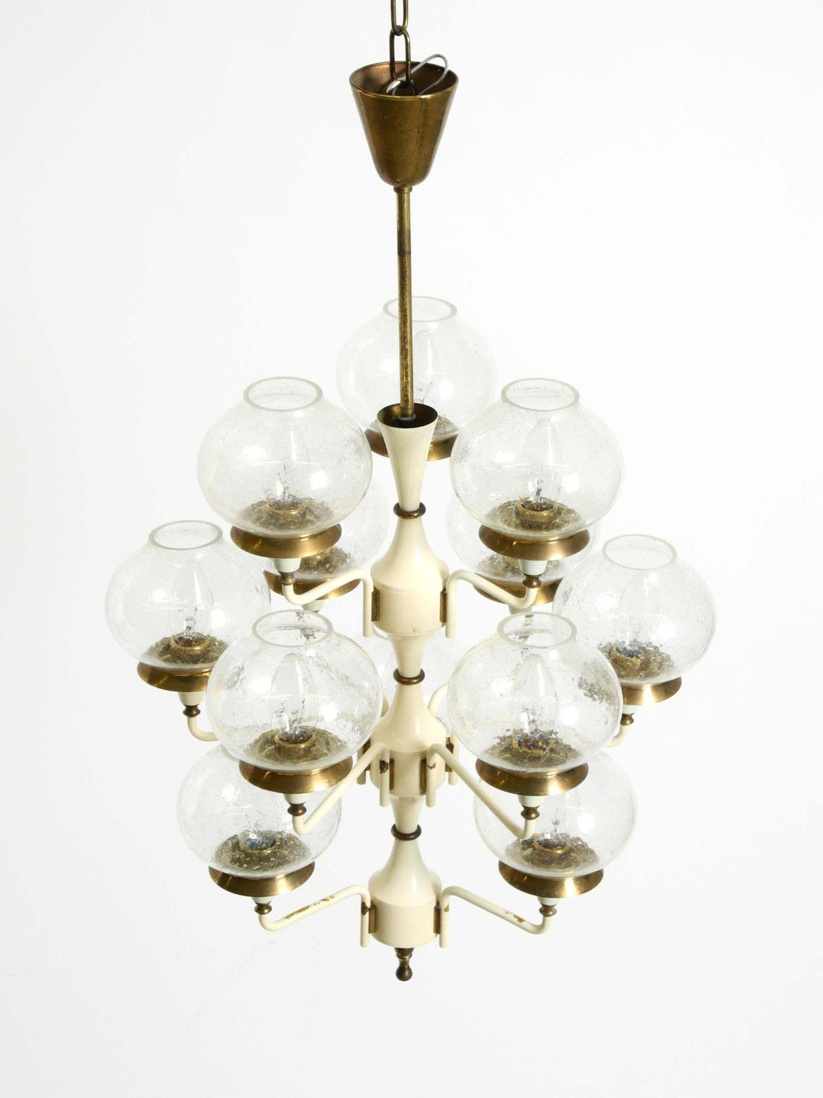 Beautiful Large 1960s Brass And Glass Tulip Ceiling Lamp By Hans Agne Jakobsson photo vintage