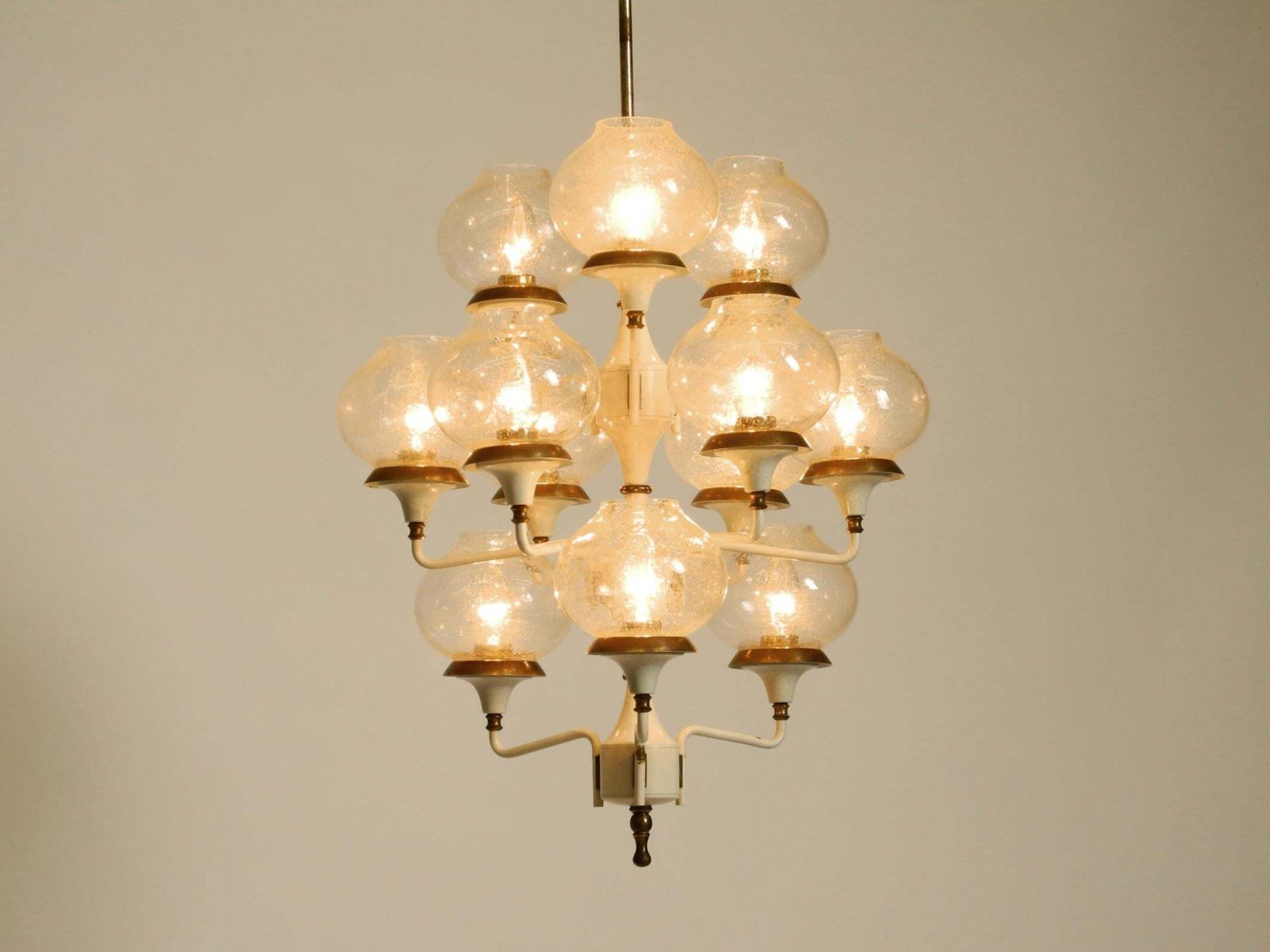 photo for sale Beautiful Large 1960s Brass And Glass Tulip Ceiling Lamp By Hans Agne Jakobsson