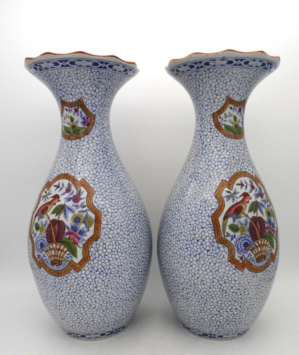Antique Japanese Porcelain Vases From Petrus Regout Maastricht, Holland, 1890s, Set Of 2 photo 649.0