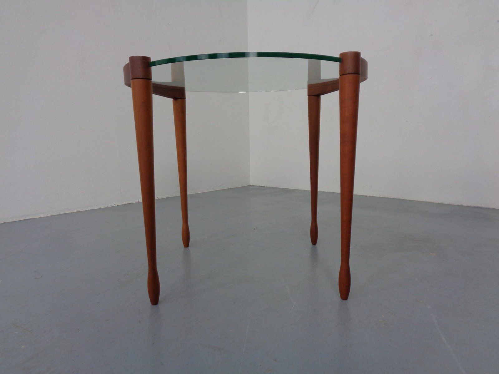 Giotto Glass And Cherry Wood Side Table By Tarcisio Colzoni For Porada, Italy, 1990s photo 389.0