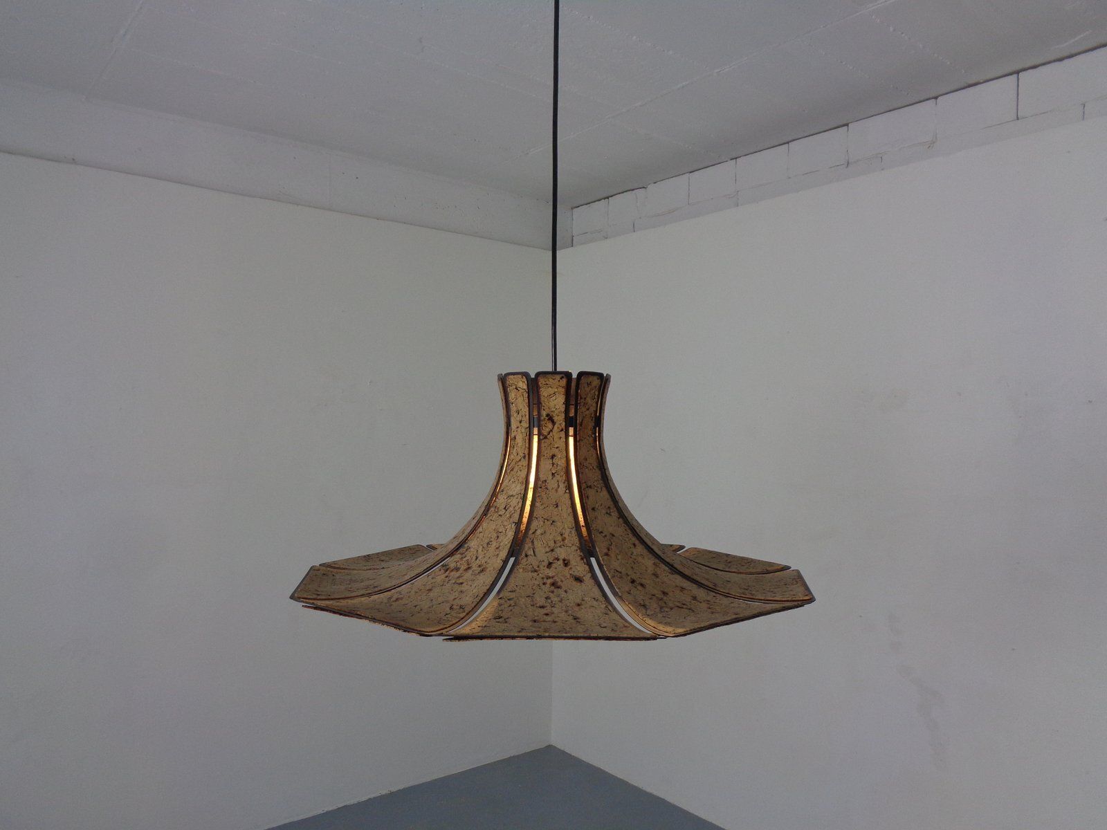 Cork & Metal Semi Pendant Lamp In The Style Of Ingo Maurer, Germany, 1970s photo 1125.0