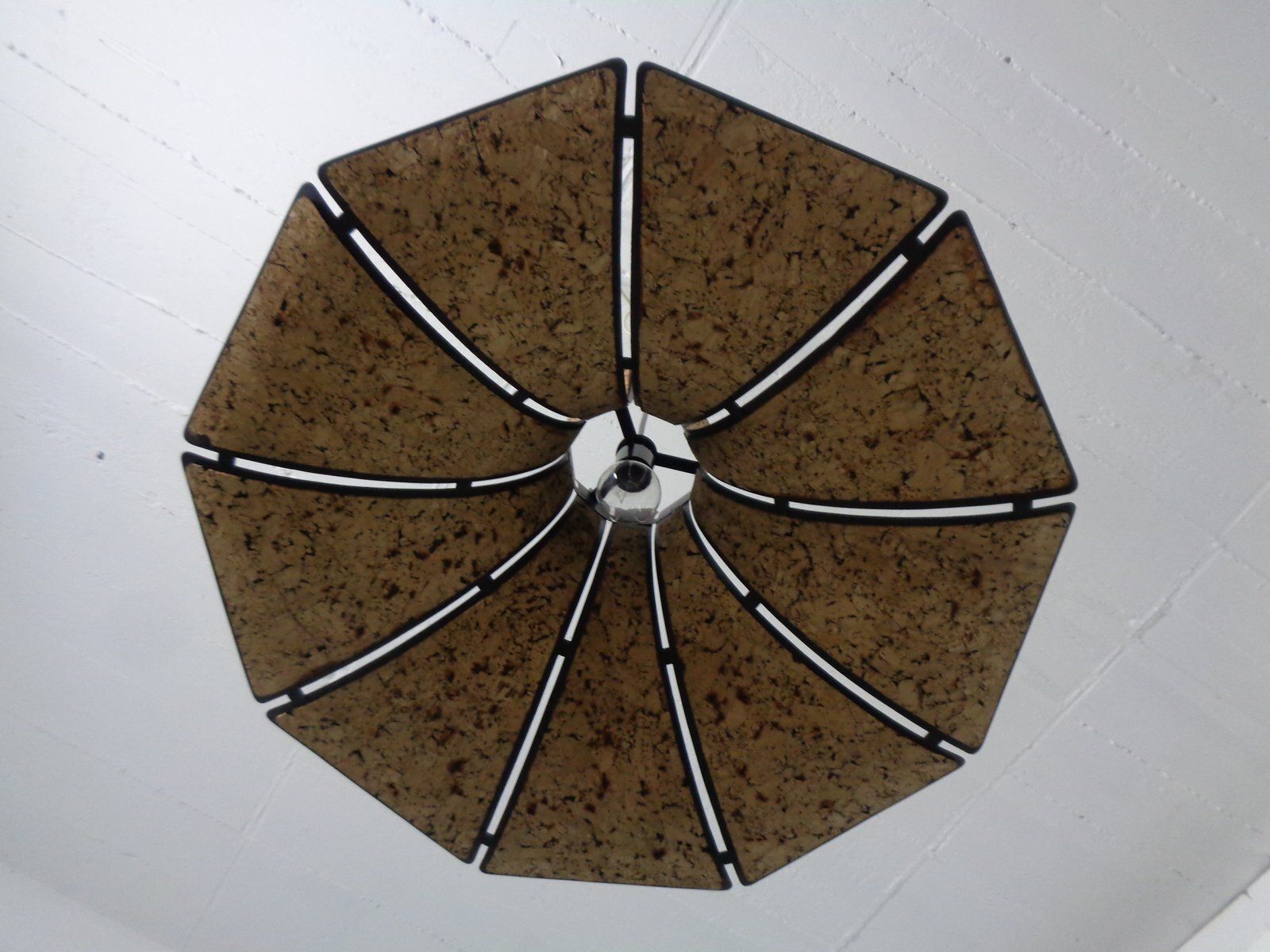 Lighting Cork & Metal Semi Pendant Lamp In The Style Of Ingo Maurer, Germany, 1970s photo