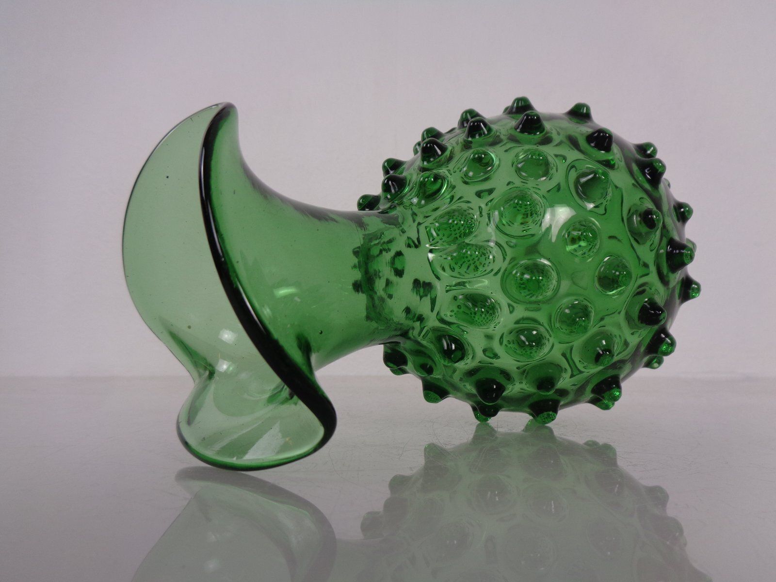 photo furniture Italian Green Bubble Glass Vase & Bowl From Empoli, 1960s, Set Of 2